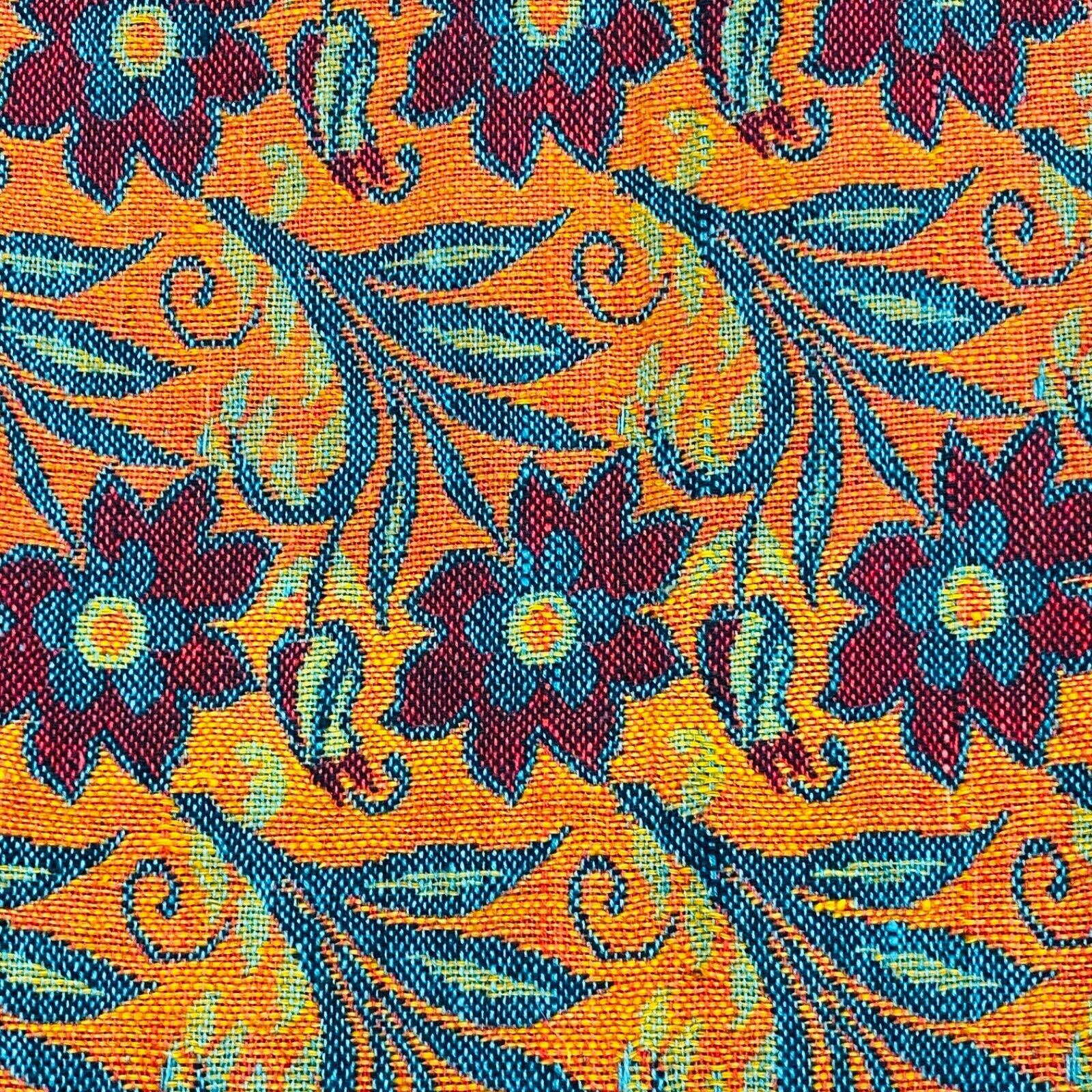 Vintage 1970s floral tapestry jacket, orange red teal stripes deadstock NOS M