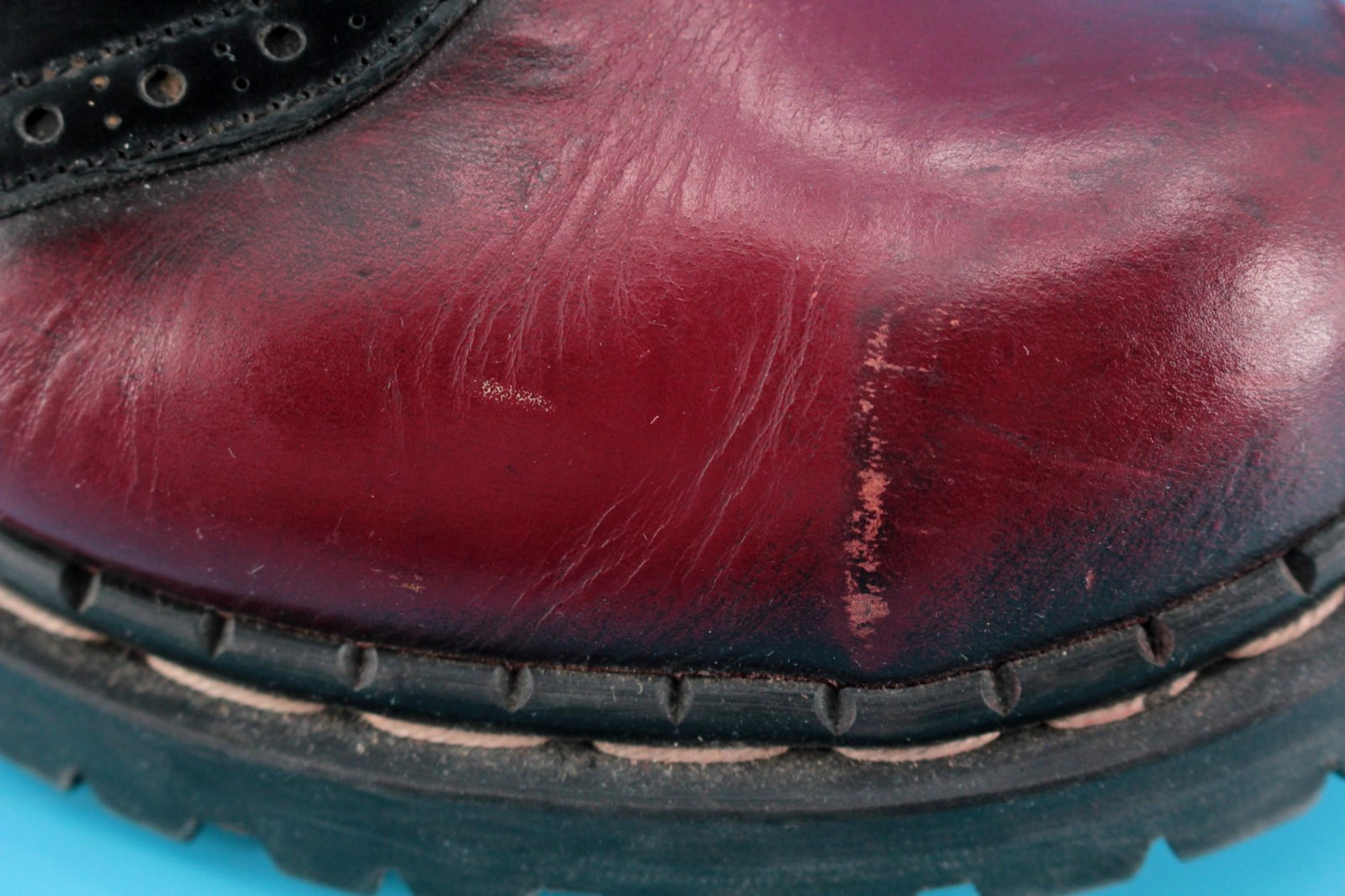 VTG Gripfast Maroon & Black Leather Oxford Shoes Sz 35 / 7 Made In England