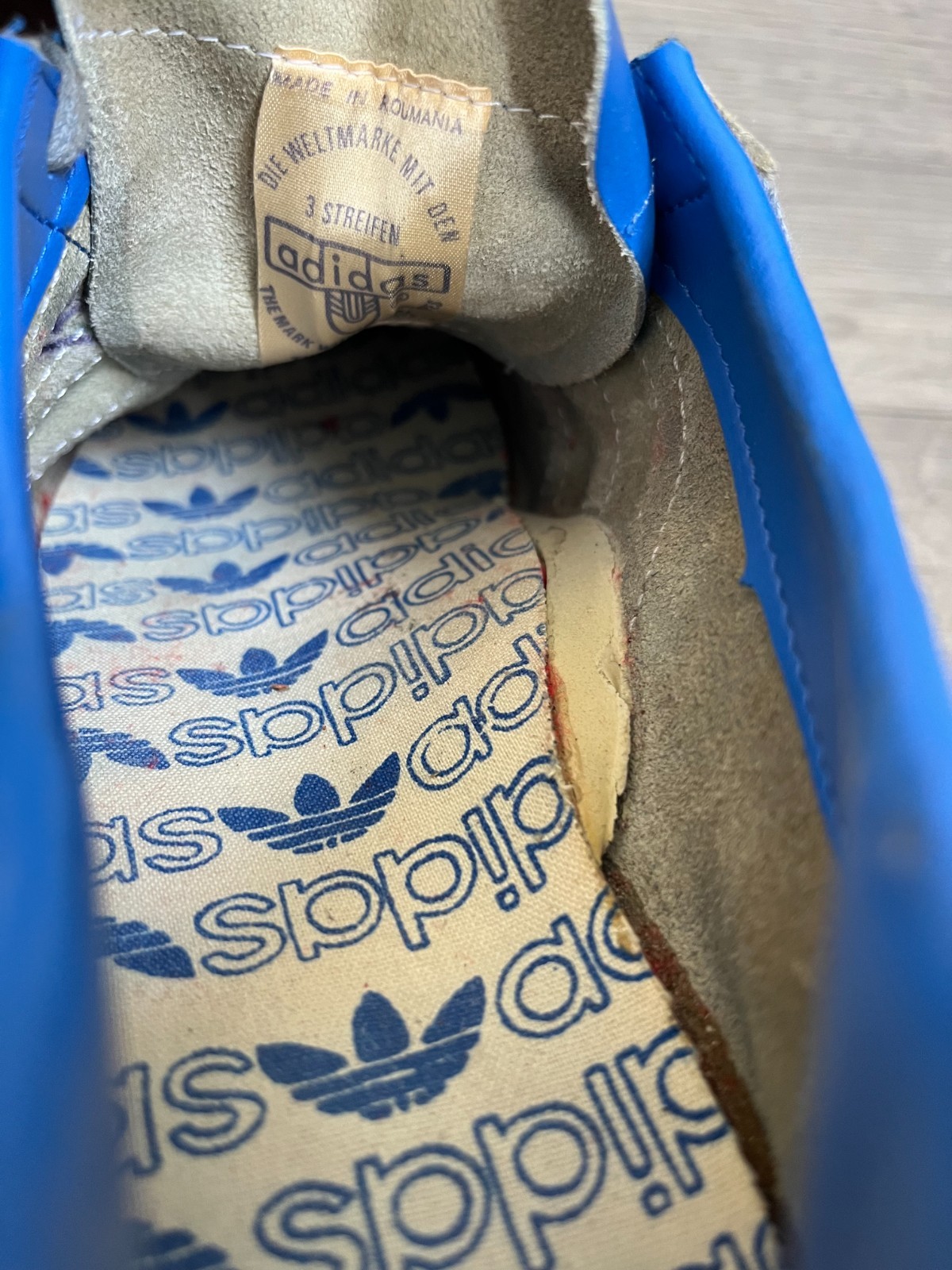 Vintage 70’s Adidas PARIS blue low top sneakers sz 8.5 MADE IN ROMANIA