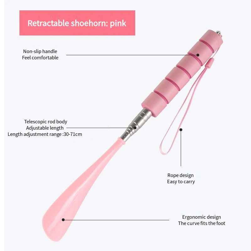 Extendable Metal Shoe Horn 30–71cm Long Handle Shoehorn for Elderly Pregnant