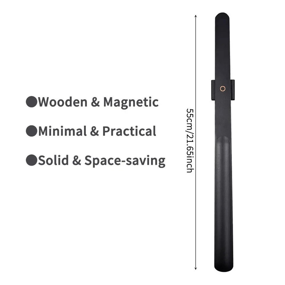 55cm Long Shoe Horn for Seniors – Beech Wood, No-Bend Design, Magnetic Base
