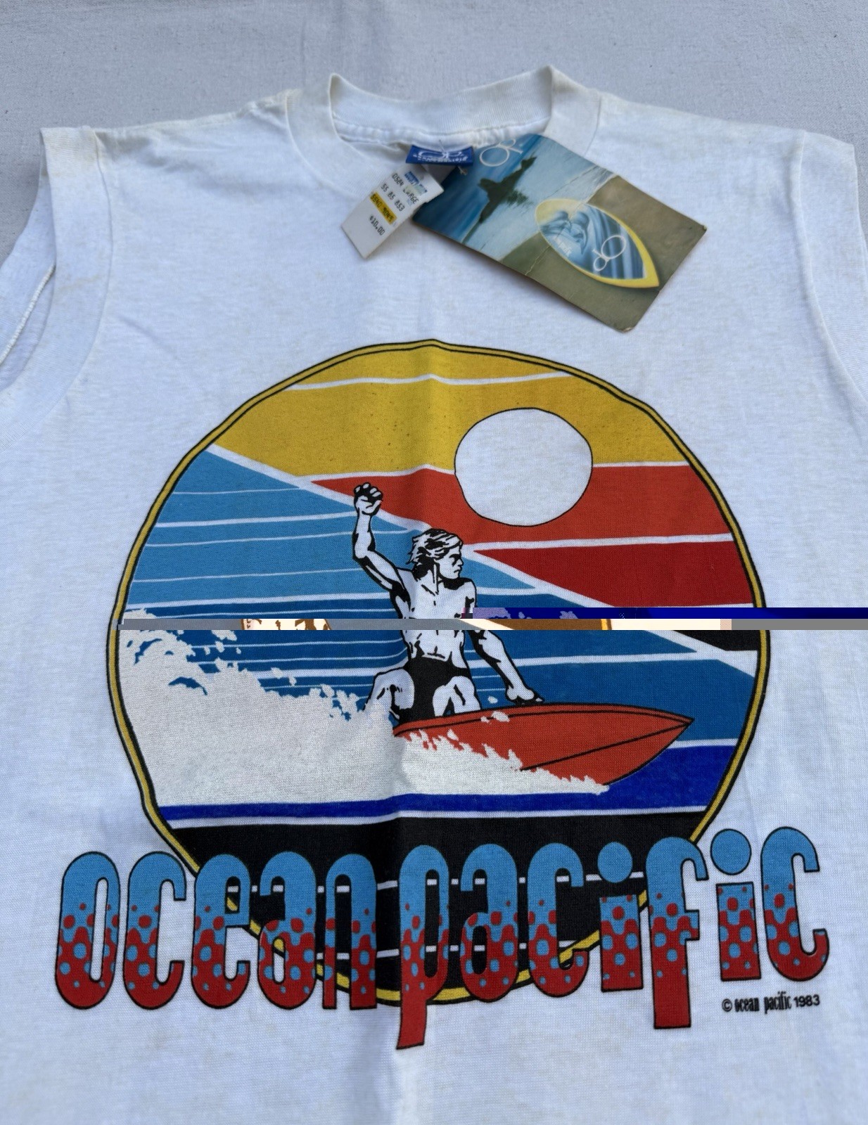 Rare Vtg 80s OP Ocean Pacific Sunwear Logo Surfer Shirt Surf Single Stitch