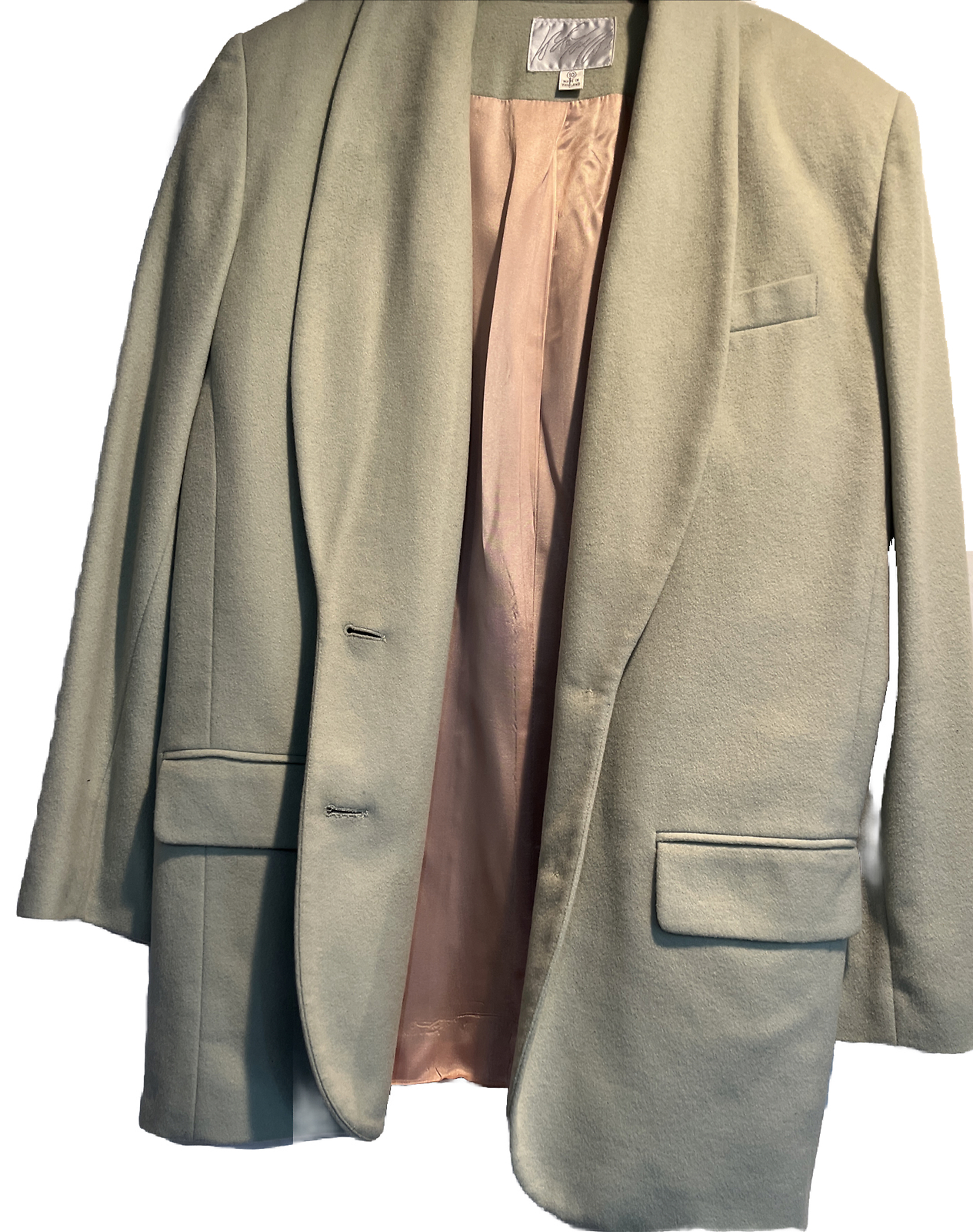 VINTAGE Lord & Taylor Womens WOOL RECYCLED Cashmere Mint GREEN Blazer Coat Sz10