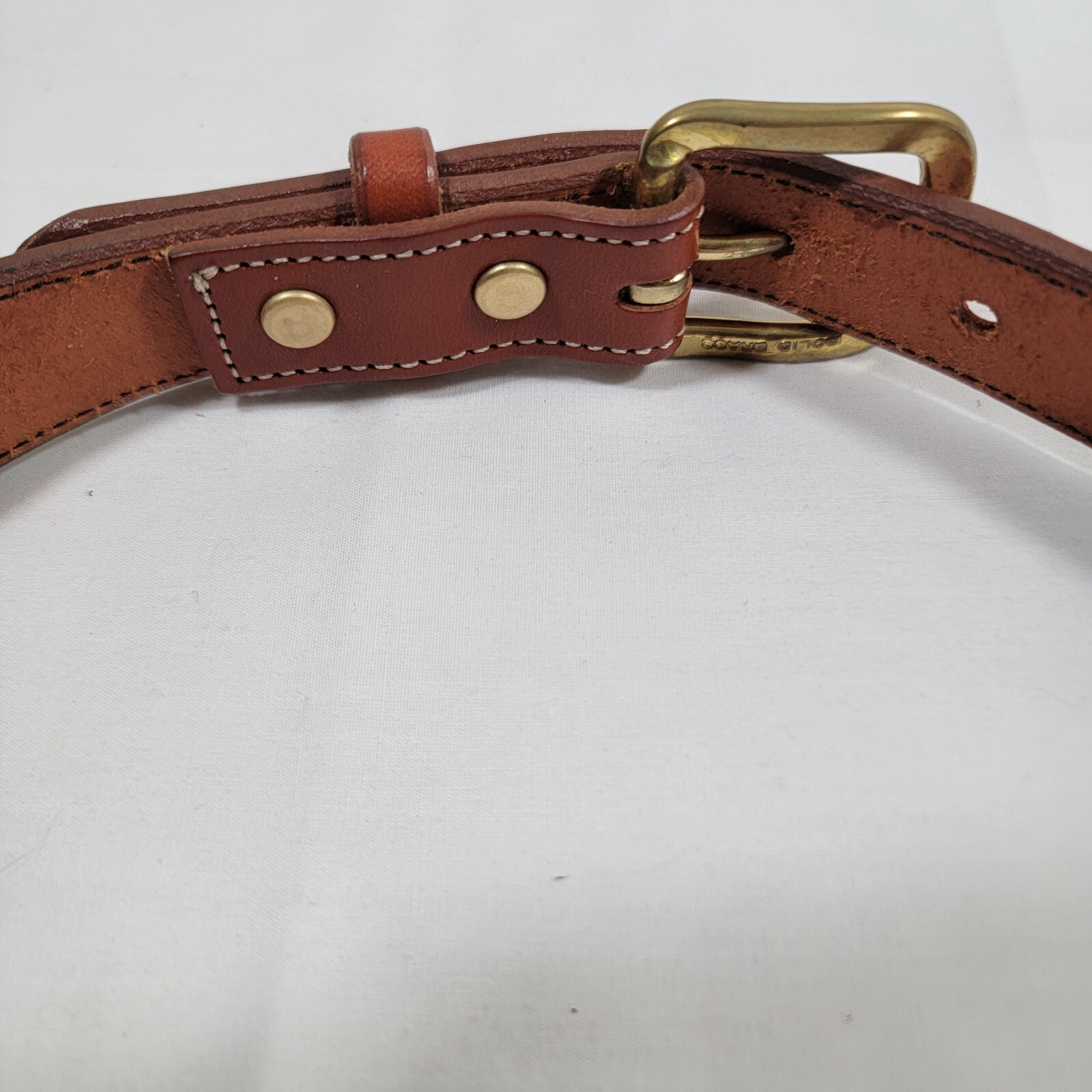 Vintage MAL Embroidered Diamond Print Spell Out Unisex Size 34 Leather Brass…