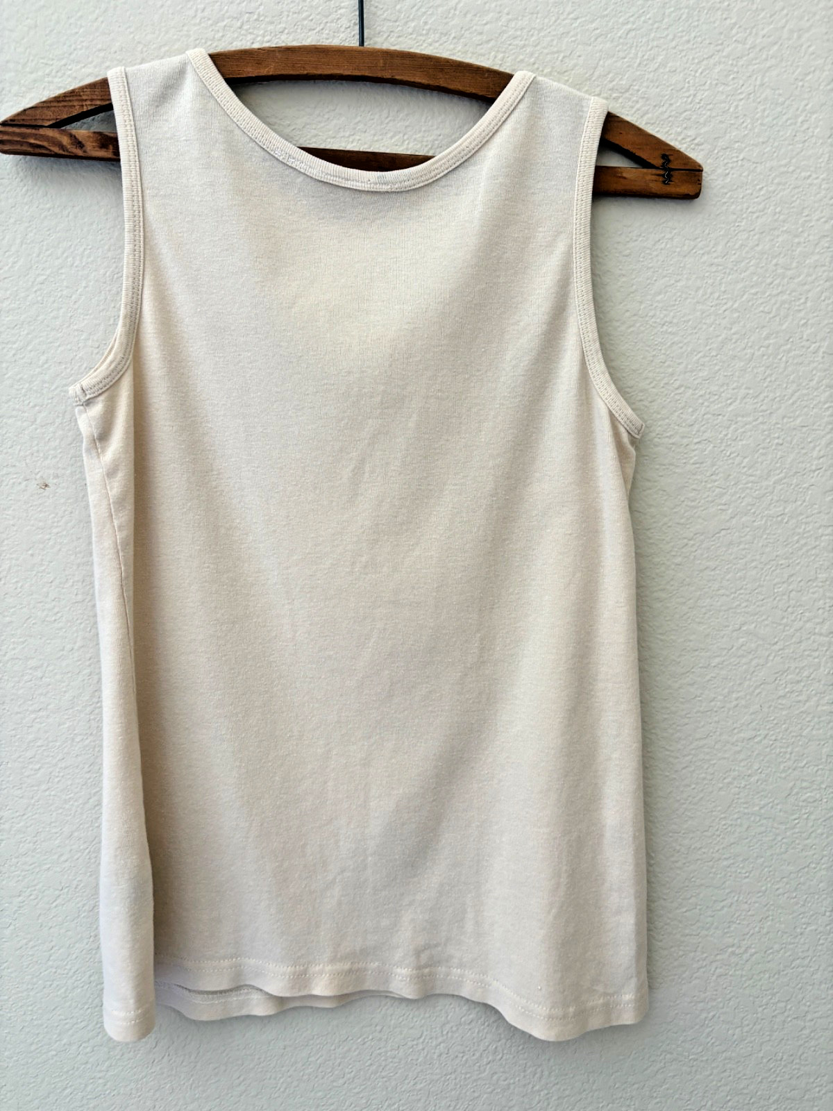Vintage 80s 90s Thin Natural Cream Cotton Tank Top Blank S/M Minimalist Prarie