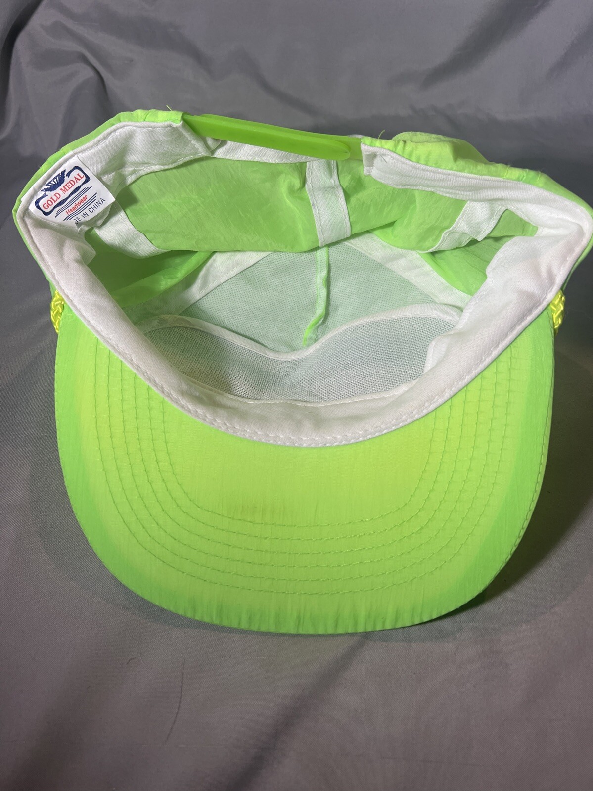 Vintage Perkin Elmer Performance Day-Glo Neon Yellow Hat Cap SnapBack 1993