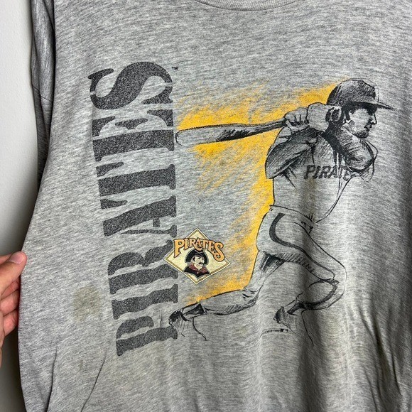Vintage Distressed Pittsburgh Pirates Grey Graphic Tee XL