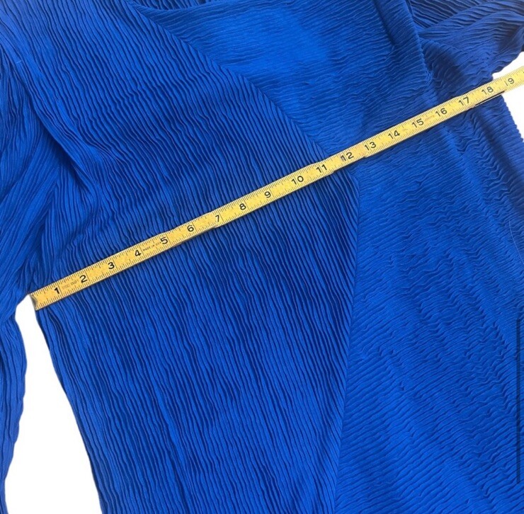 1980’s Leslie Fay Blue Long Sleeved Dress, So Glam! Made in the USA, Size 14/M/L