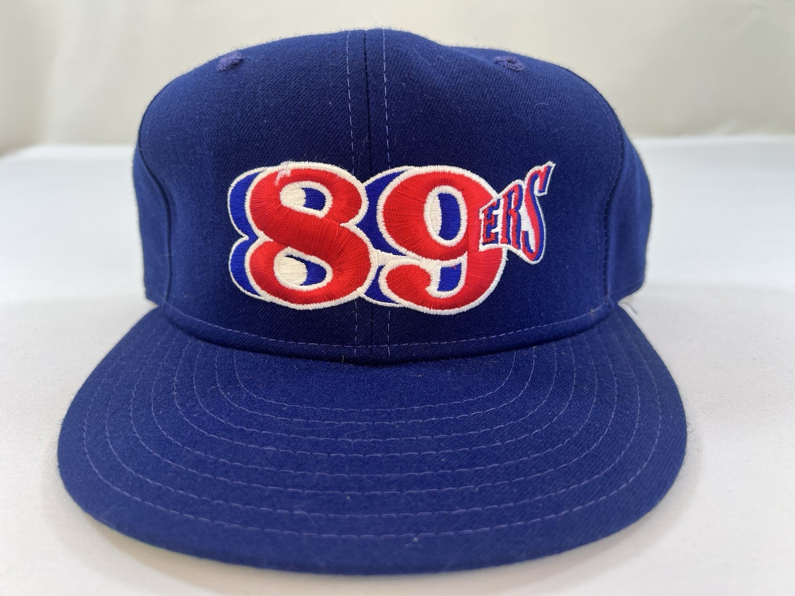 Vintage 1990s 89ers Blue Form Fit 100% Wool Made In USA New Era Hat Size 6 7/8