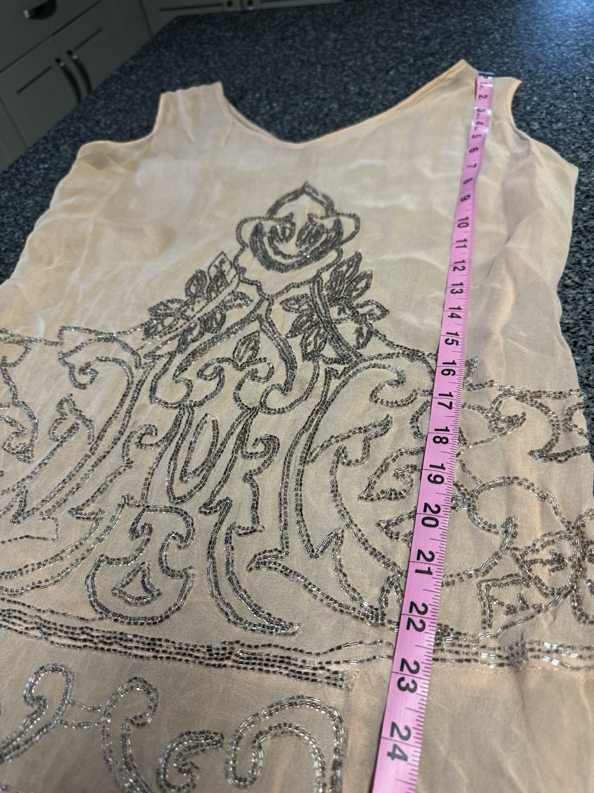 Authentic 1920s Beaded Silk Chiffon Dress – Art Deco With Double Sided Beading