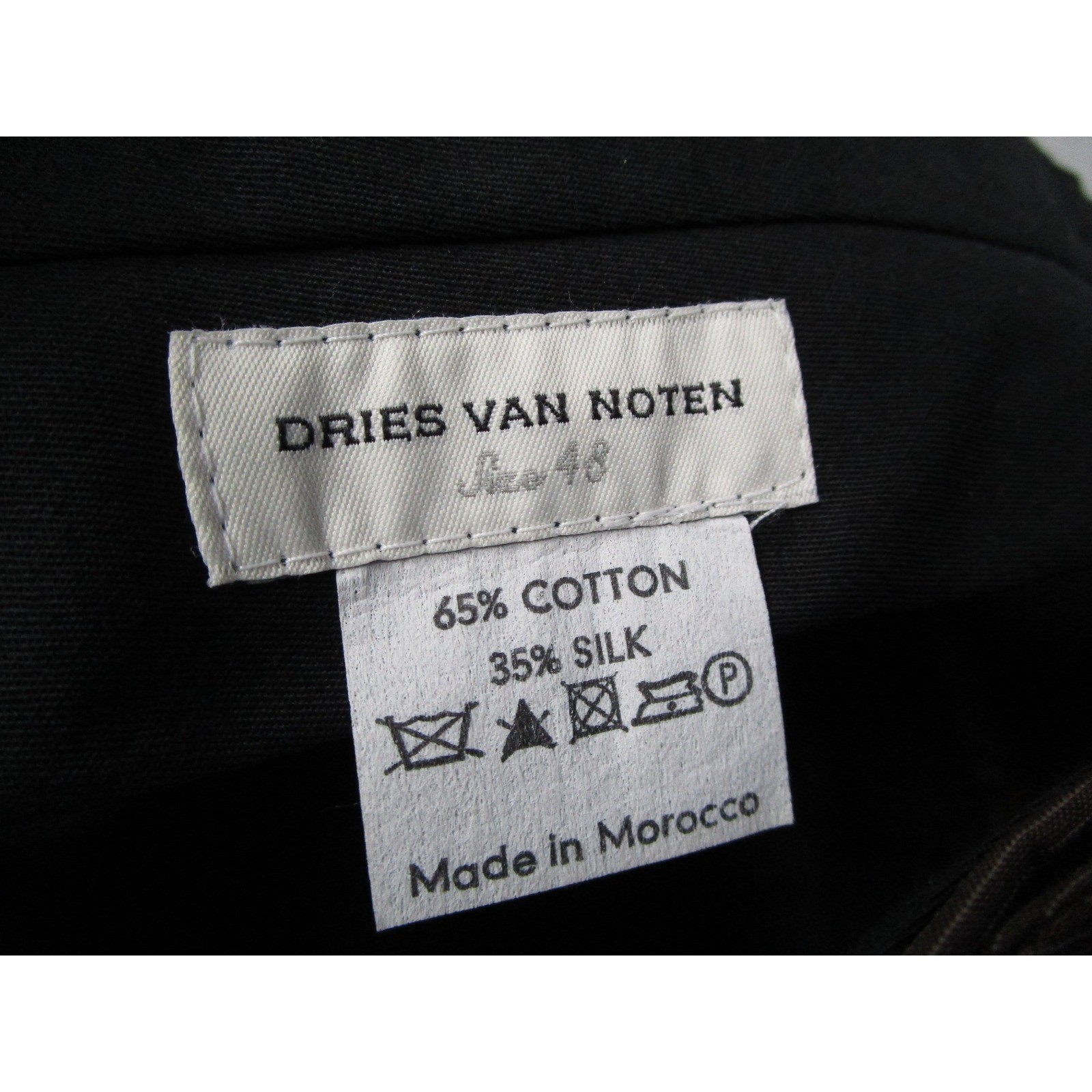 Dries Van Noten Suit Mens 48 IT 38 US Brown Cotton Silk Pinstripe 2 Button