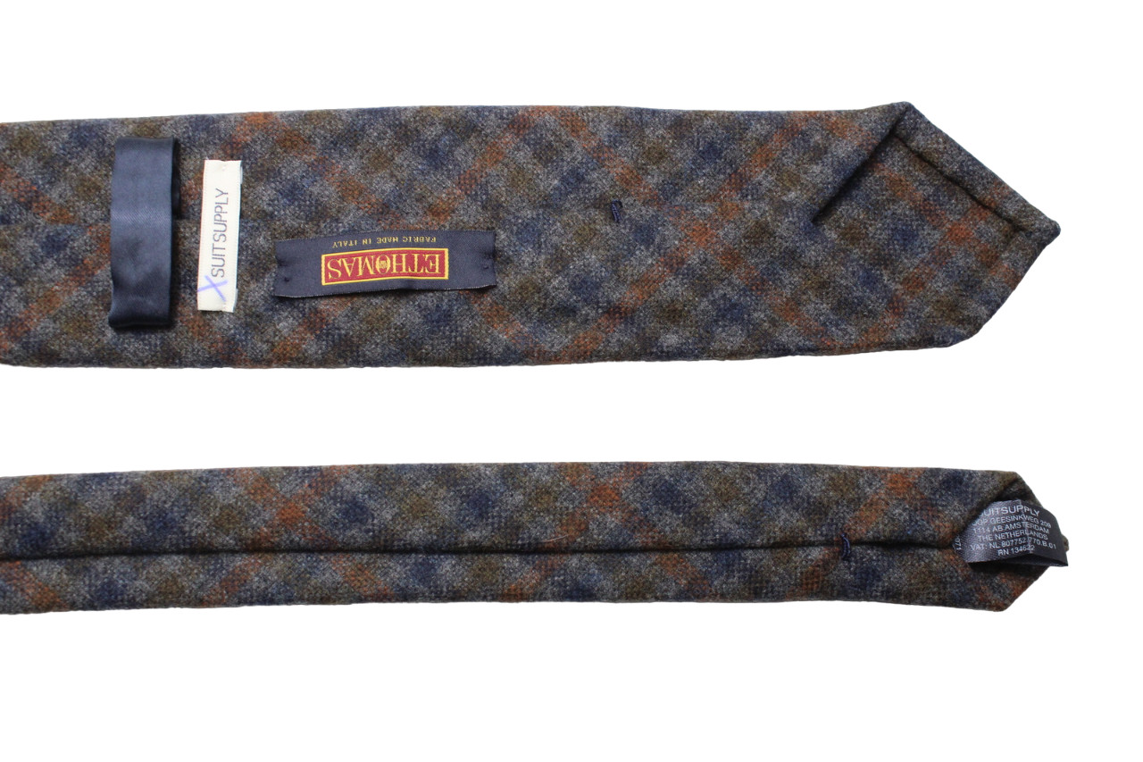 SUITSUPPLY Tie Men’s 148 X 7.5 CM Wool Cashmere Pointed Formal Check Pattern