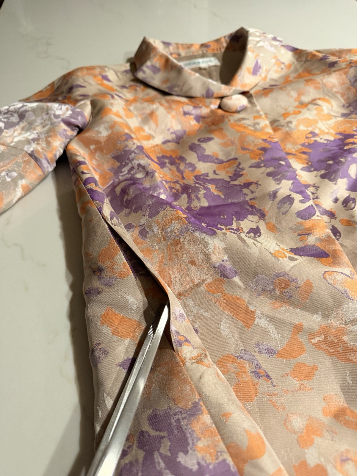 Briolette Paris Silk Brocade Trapeze Opera Coat Swing Jacket Couture Vintage S