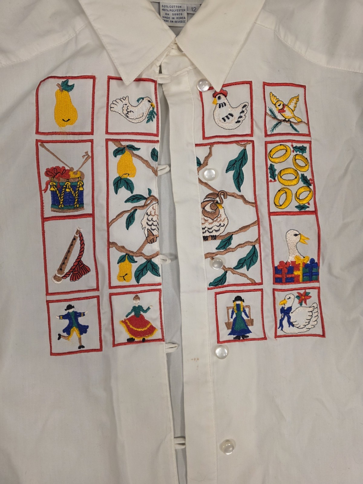 Westbound Vintage 1990s The Twelve Days of Christmas Size 12 60% Cotton, 40% Pol