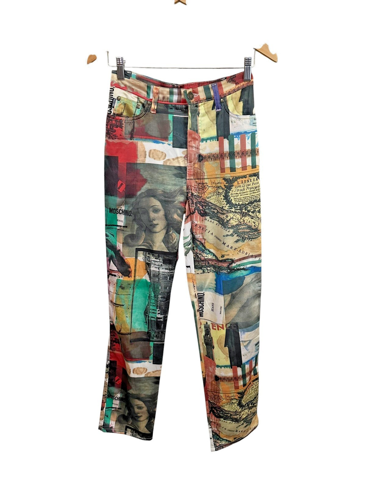 Vintage Moschino Jeans Mona Lisa Art Pants 90s Size 29 Rare