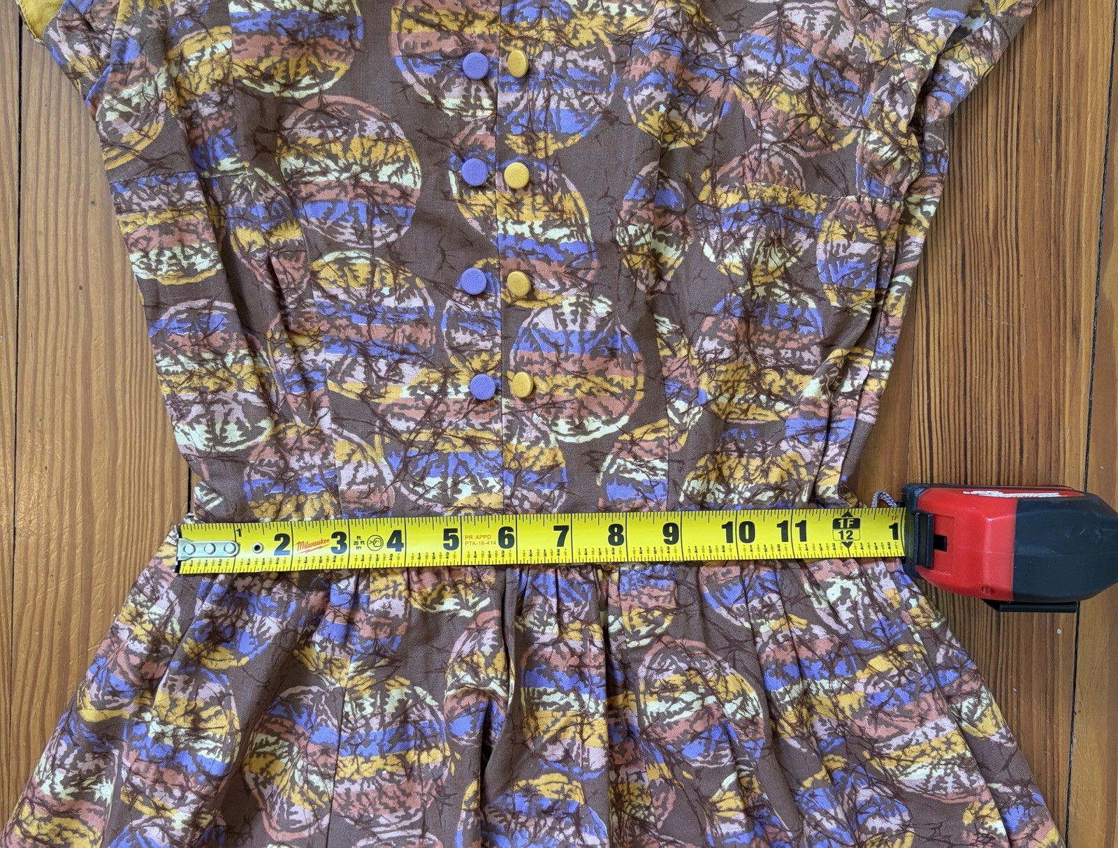 Vtg 1950s Junior Fashions by Carole King Batik Print Day Dress Sz S