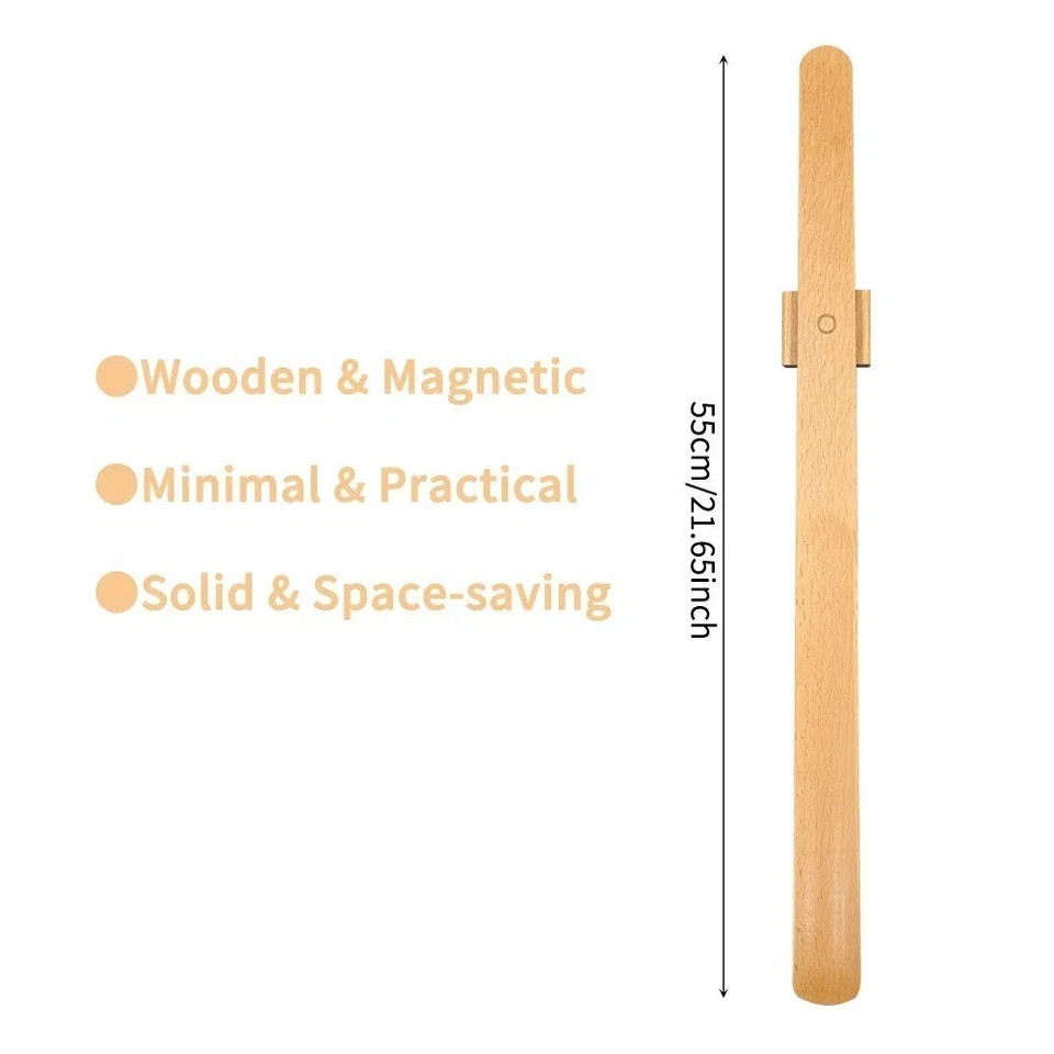55cm Long Shoe Horn for Seniors – Beech Wood, No-Bend Design, Magnetic Base