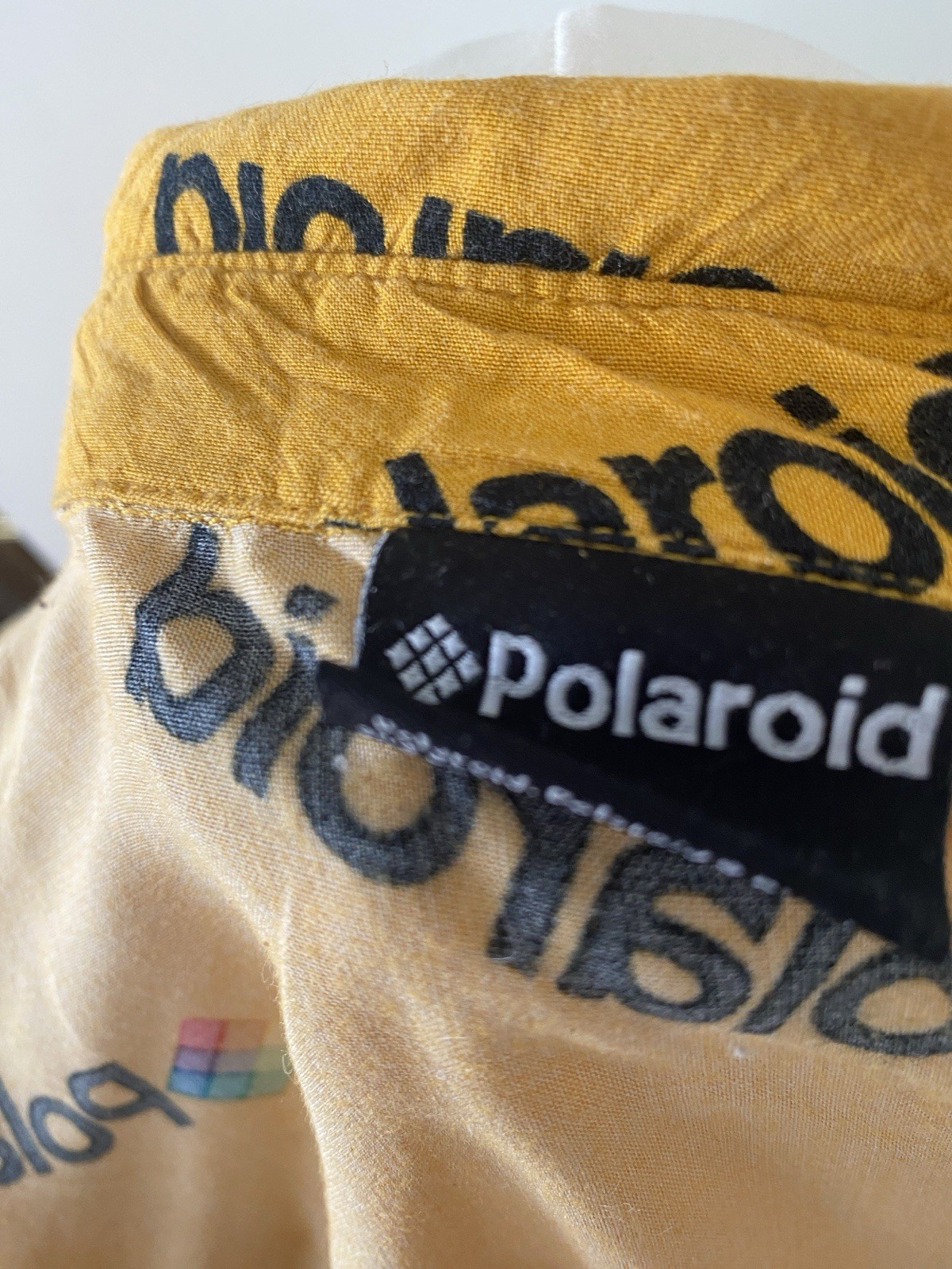 Polaroid Original Single Piece Shirt Retro Vintage L Unisex Cotton Yellow Blouse