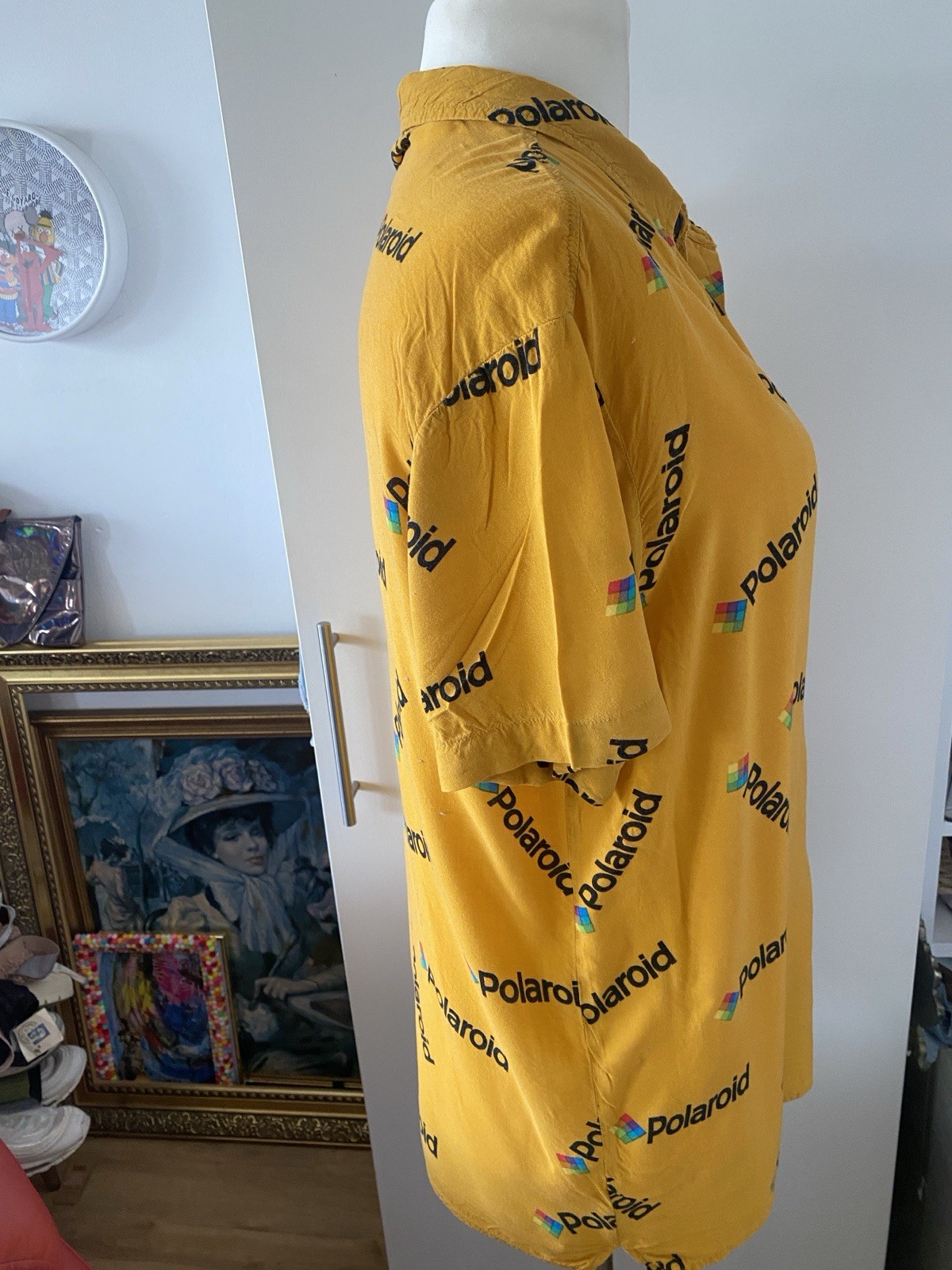 Polaroid Original Single Piece Shirt Retro Vintage L Unisex Cotton Yellow Blouse