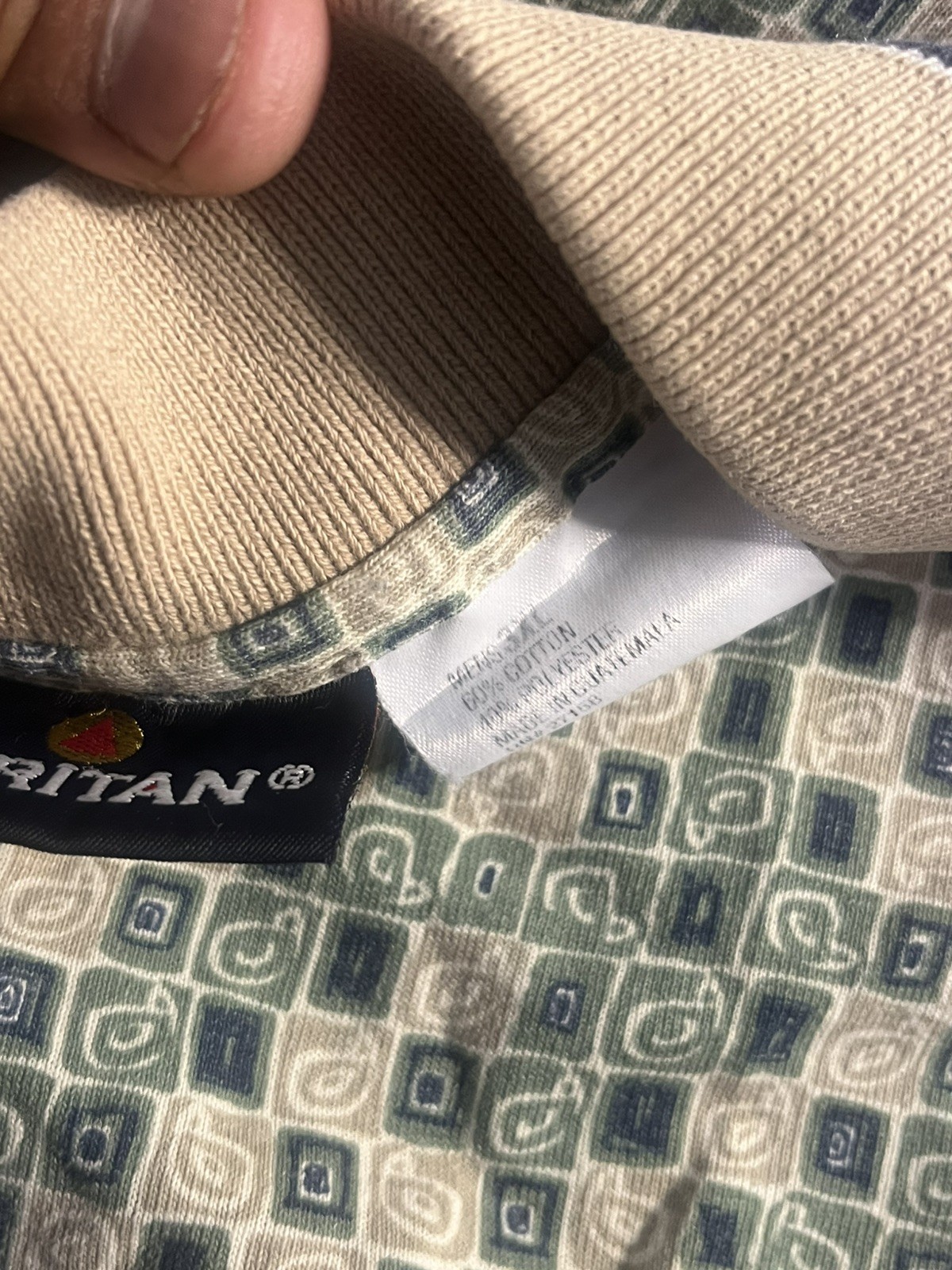 PURITAN 90’s VTG Men’s 3XL Mosaic Pattern Cotton Blend Golf Polo Good Condition