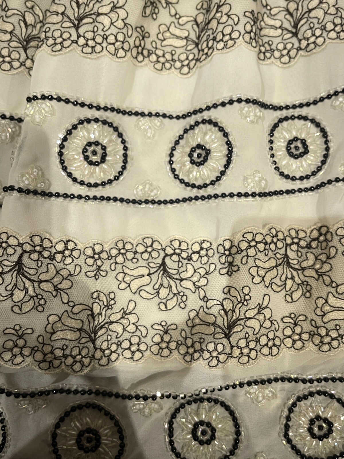 Vintage Anna Molinari Beaded Embroidered Silk And Lace Skirt US 6 IT 38 Pristine