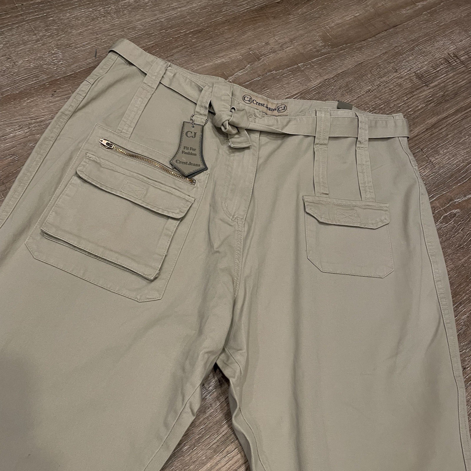 18W Crest NOS Y2K 9 Pocket Khaki Cargo Pants NWT Parachute 1X Deadstock Vintage