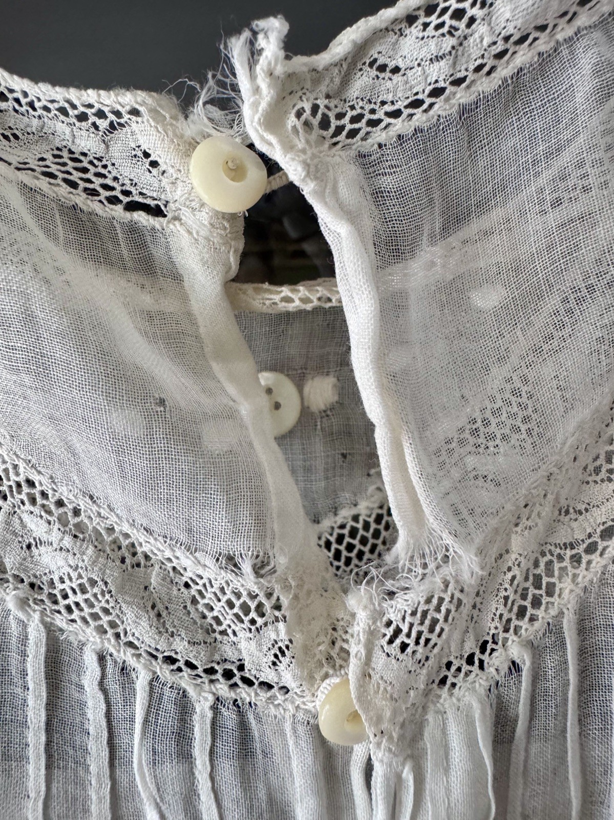 Antique Edwardian White Cotton Lawn Blouse Floral Embroidery Size S/M