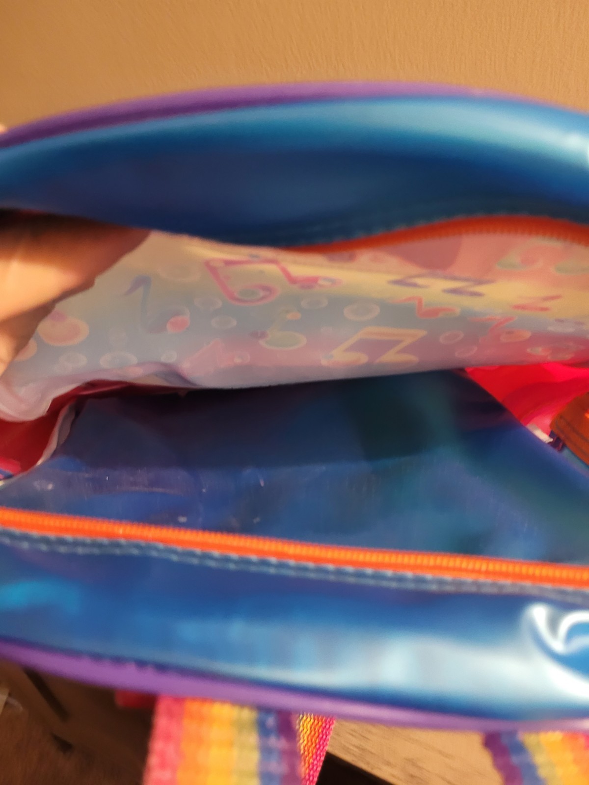 VTG Lisa Frank Backpack Plastic PVC See Thru 90’s Dolphin Music Notes Rainbow
