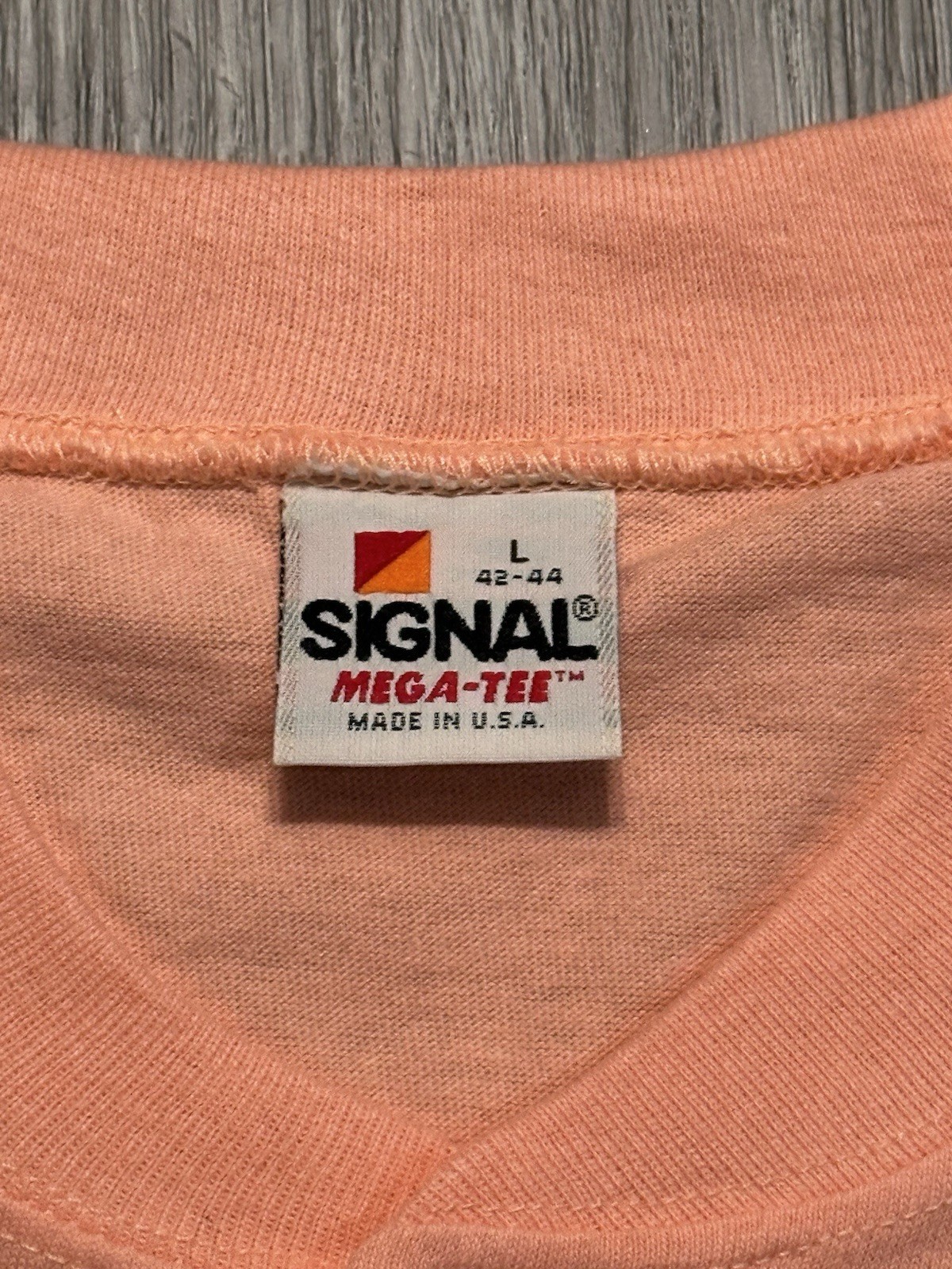 Vintage Single Stitch Signal Button Shirt Size L Made In USA Salmon Color Blank