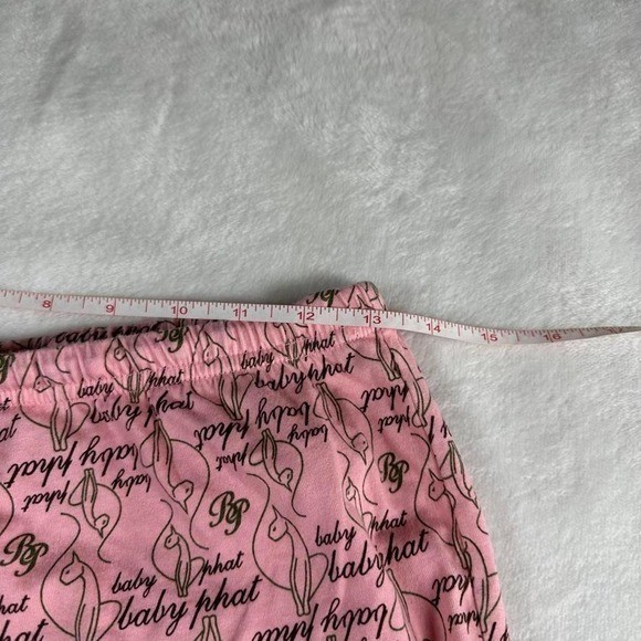 Baby Phat pink logo graphic lace capri gaucho pants Y2K vintage mcbling