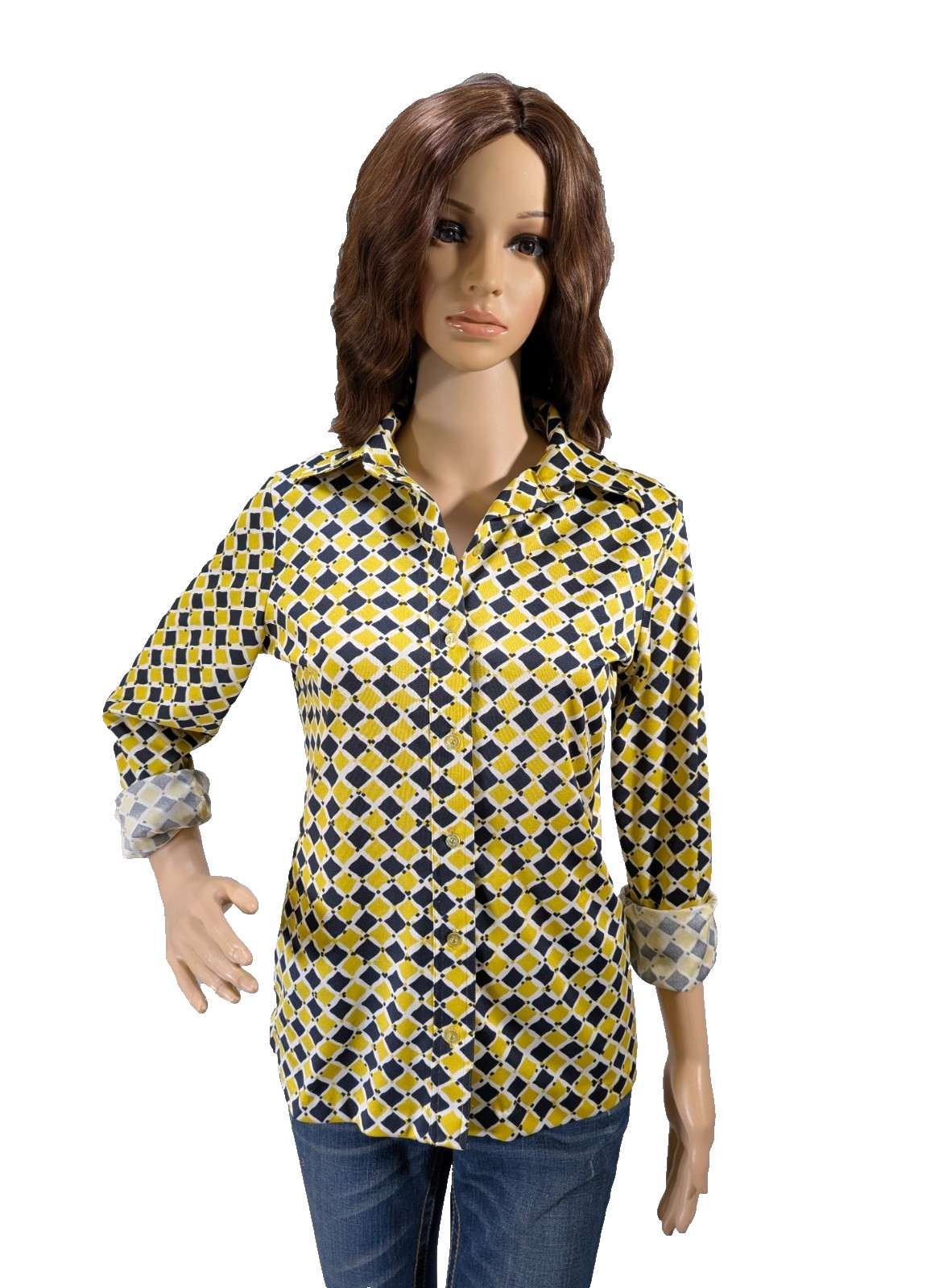 Vintage Hooper Associates Top Long Sleeve Printed Button Up Women’s Size 10