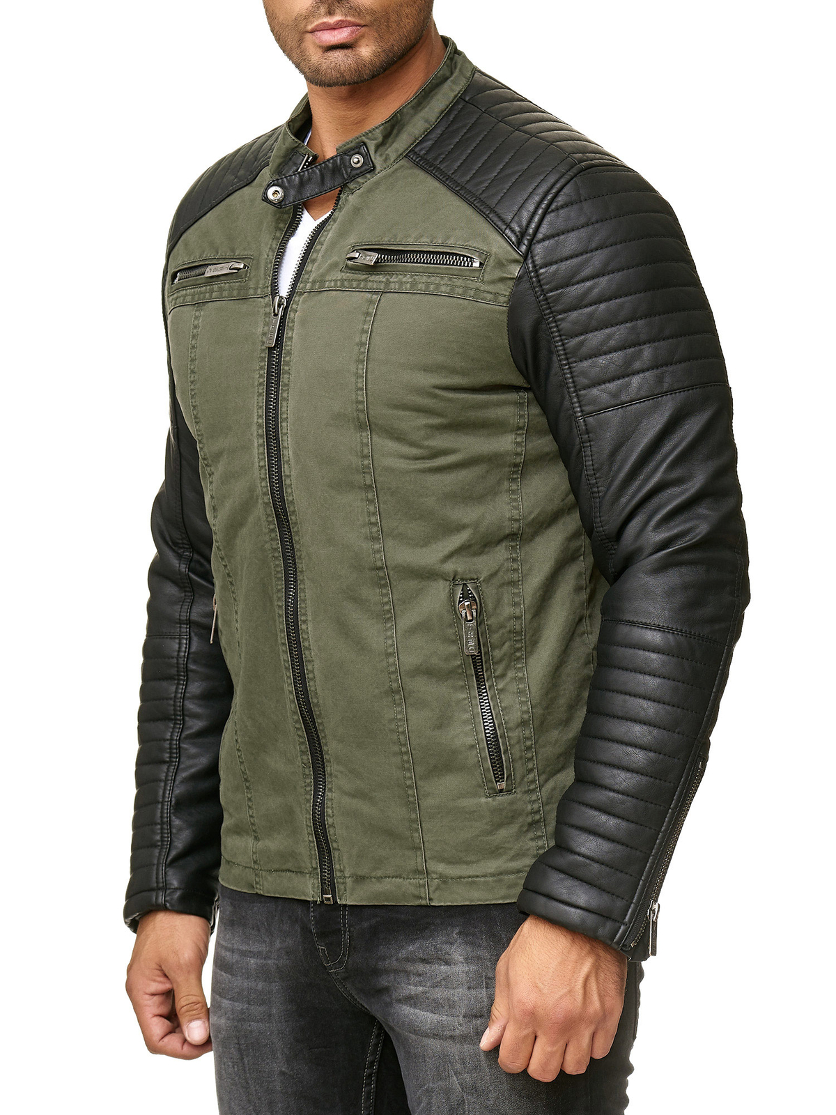Redbridge men’s between-seasons jacket biker jacket faux leather cotton TRBC M6070