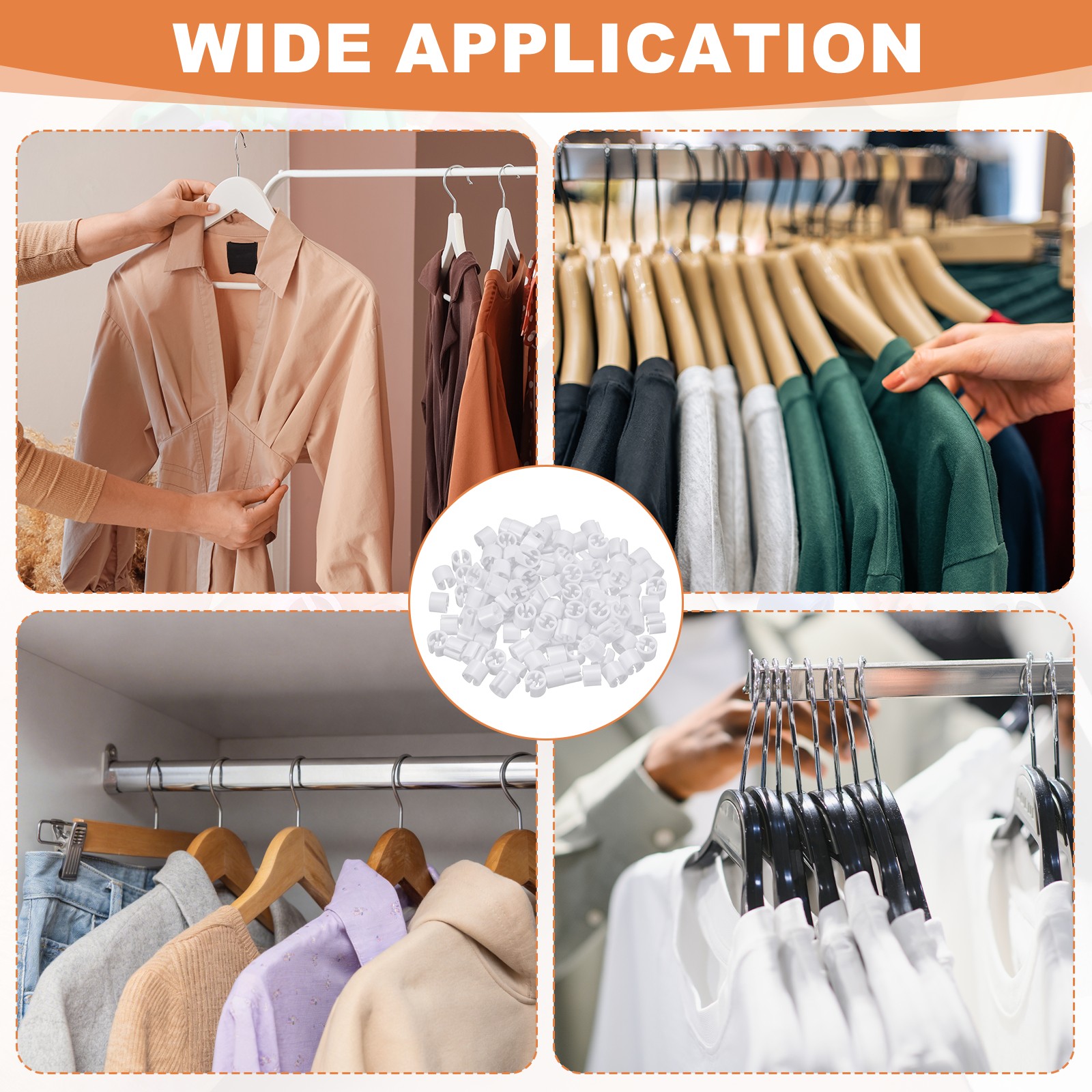 120Pcs Hanger Size Markers, Fit 3-5mm Rod Hanger Tags for Organization, White