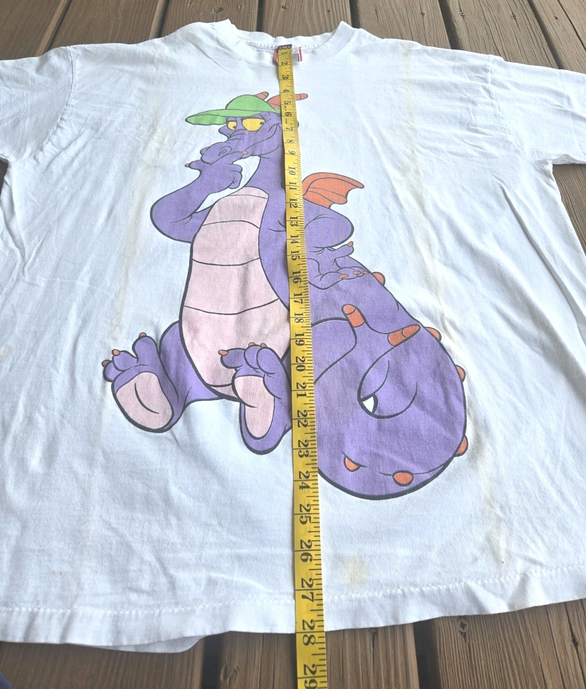 Vintage Disney Figment Dragon Epcot 2 Sided Promo Cartoon T-Shirt 90s USA READ