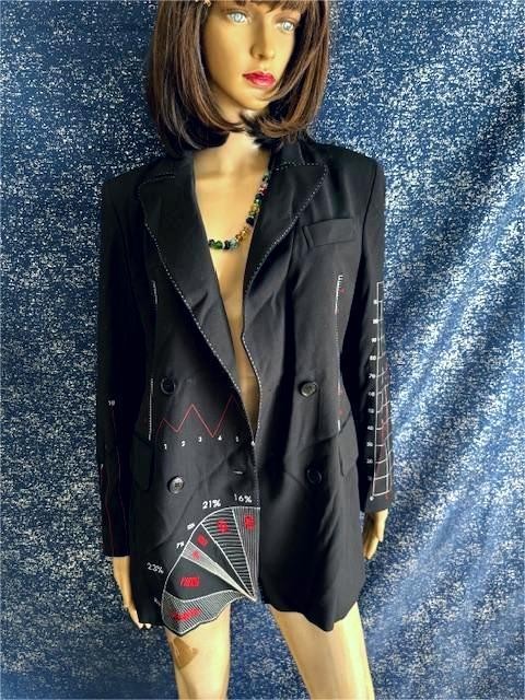 Vtg MOSCHINO “You Can’t Judge a Girl By Her Clothes” Love Chart Blazer Sz 8