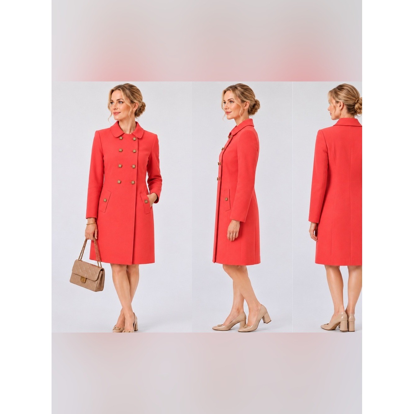 Rizik Bros DC Women’s Coral Double Breasted Vintage Coat: 1960’s to early 70’s