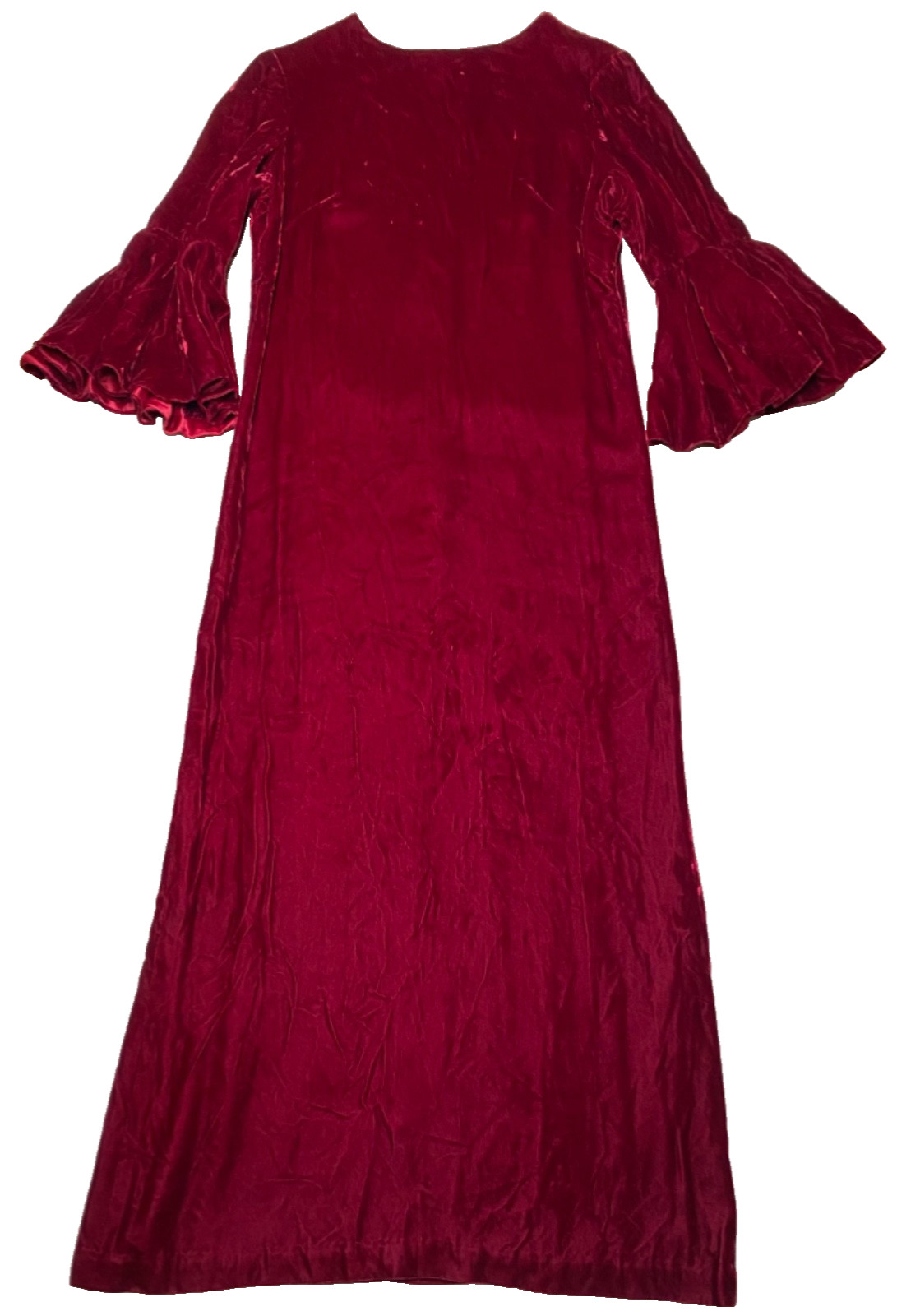 Vintage Velvet Dress 60s Maxi Handmade Red Burgundy Gothic Witchy Mod Glam 1960s