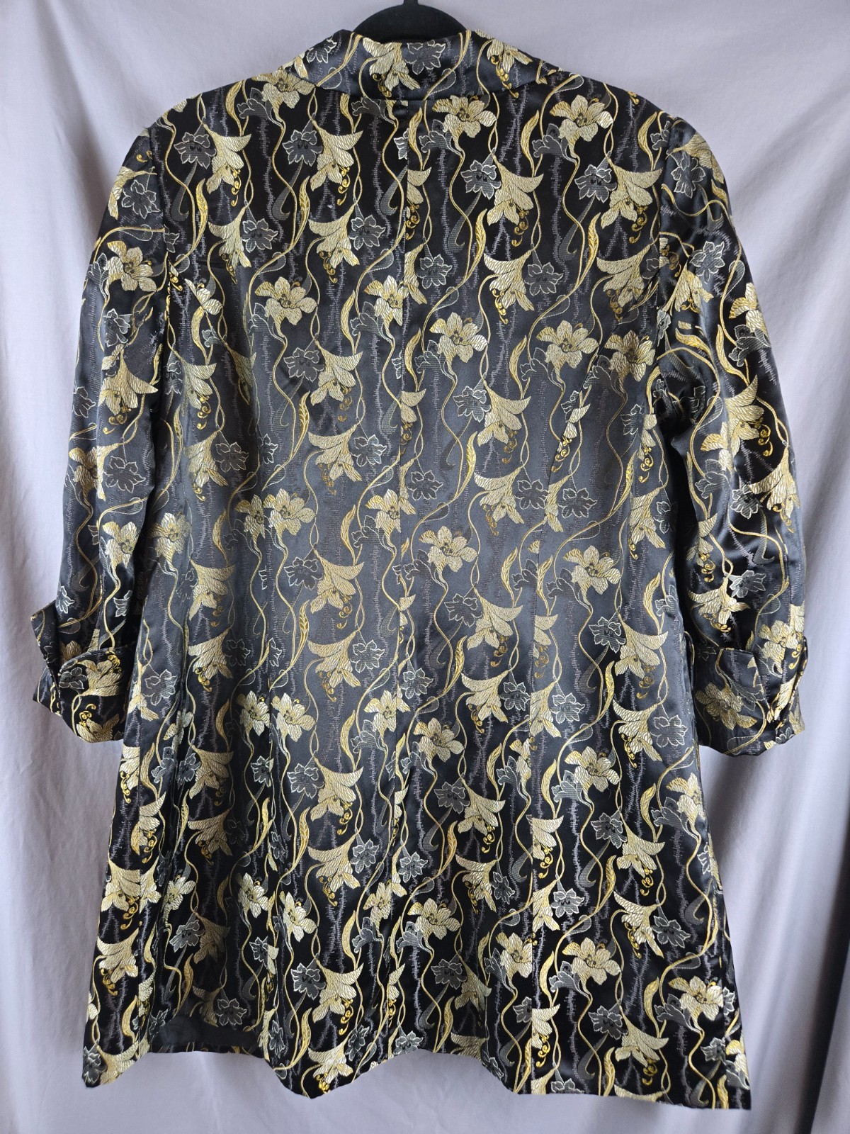 Victor Costa Occasion Gold Floral Jacquard Jacket L Hong Kong Vintage