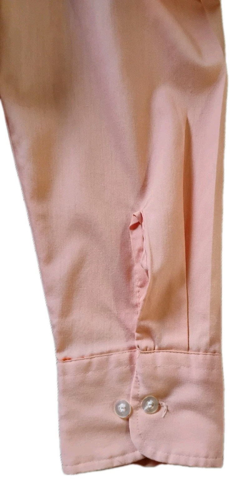 VTG “Fashion Tone” Peach Polyester Combed Cotton Mod Collar L/S Shirt 17/32-33