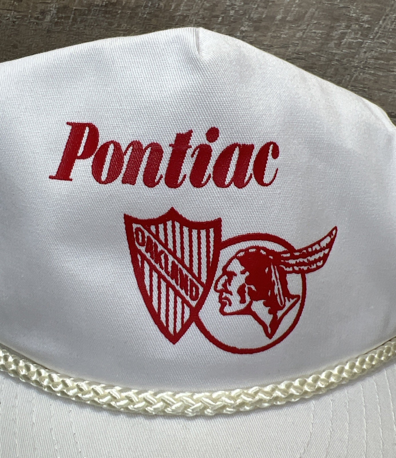 Vintage Pontiac Motorsports Oakland Snapback Rope Hat Cap White/Red Nissun Cap