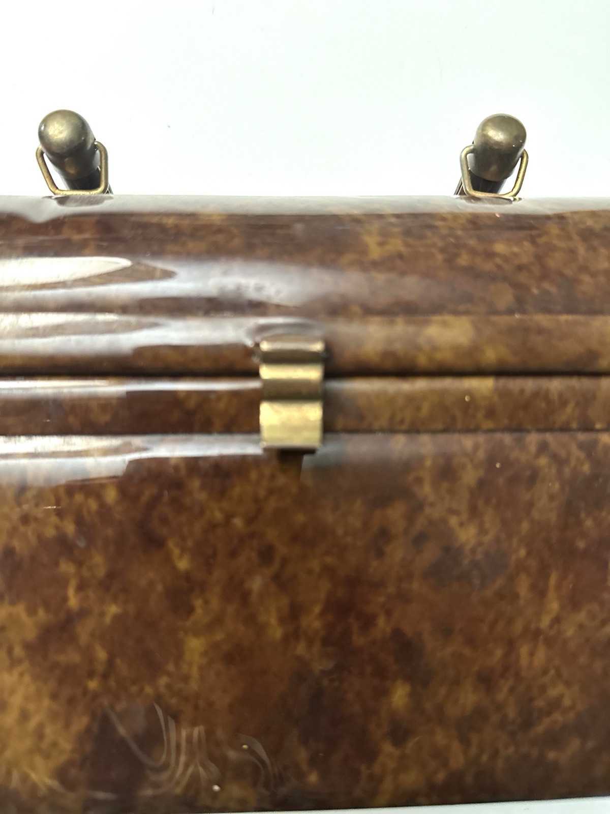 Vintage Mid Century Modern Brown Lunchbox Style Purse handbag