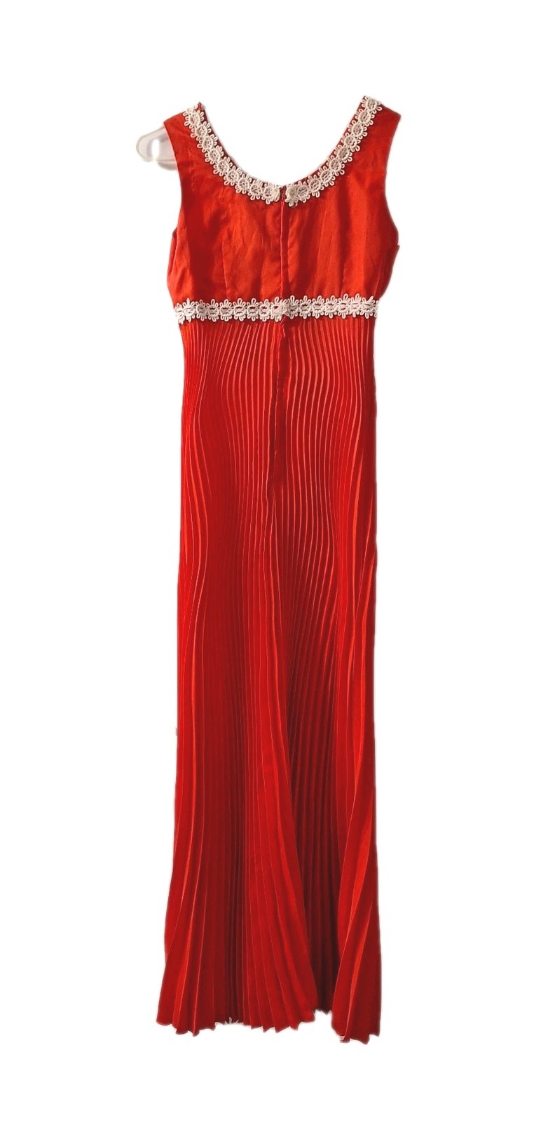 Vintage Anson 60s Cocktail Hostess Dress Sz Small Red Pleated Empire Waist Party
