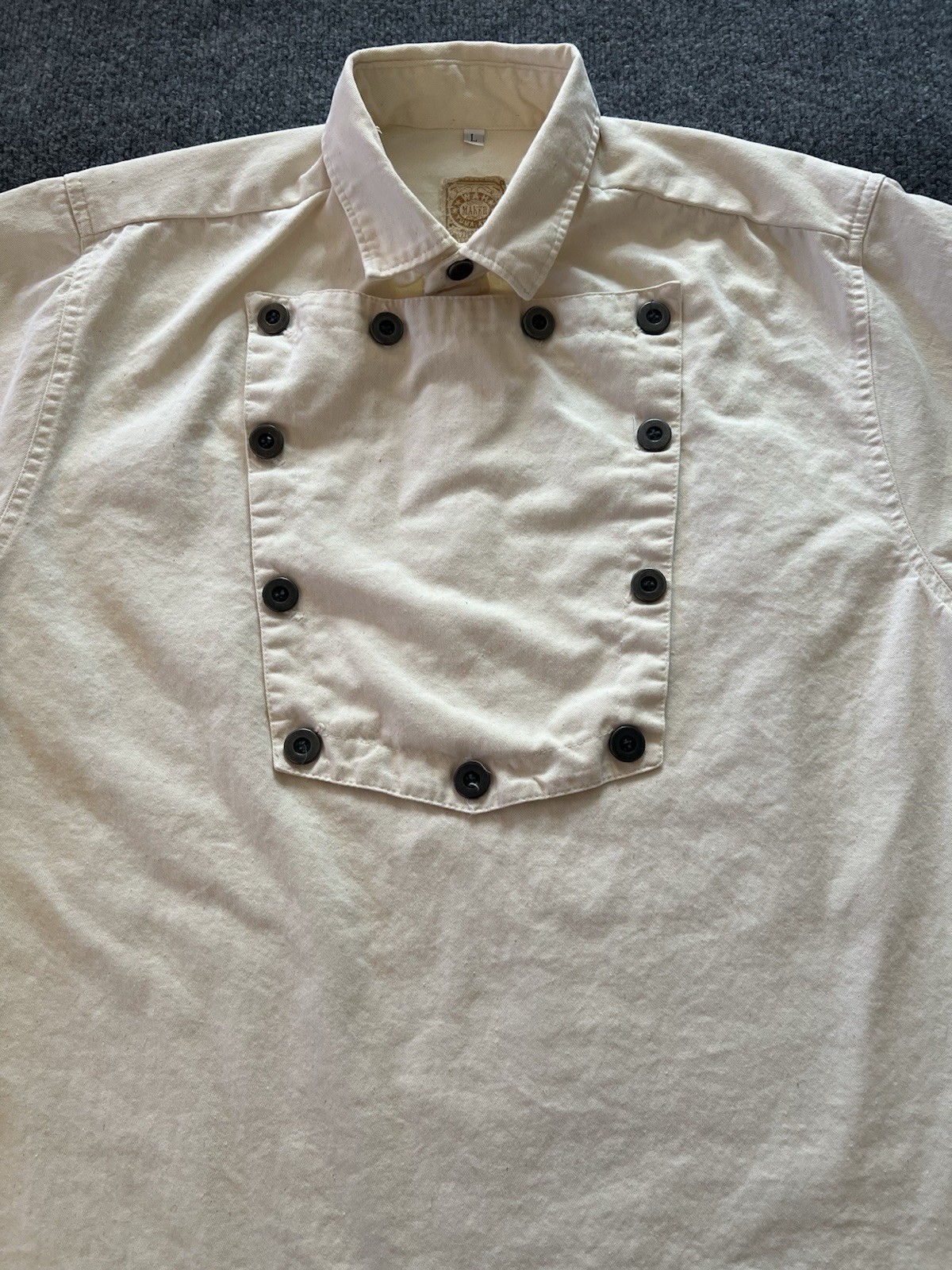 Wah Maker Frontier Cavalry Bib Shirt Mens Large Cream Cotton Old West Cowboy