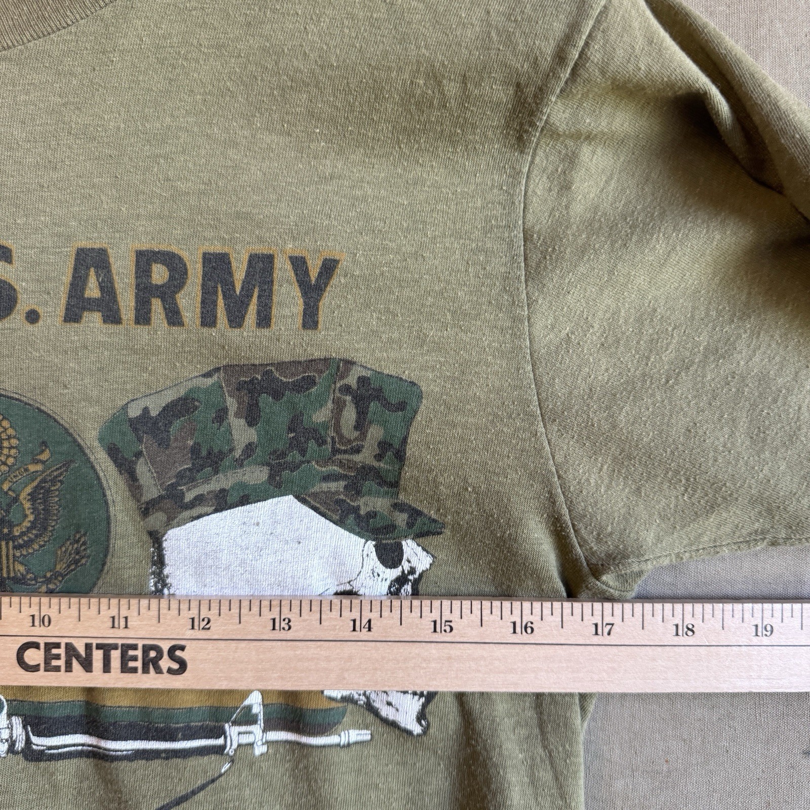 Vintage 80s Face US Army Face Death Single Stitch Military Skull Shirt Small