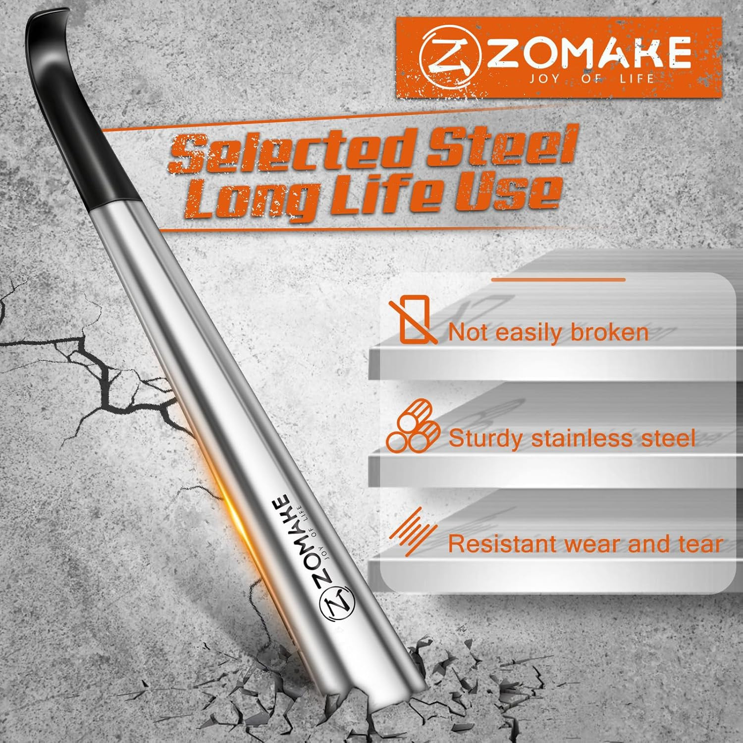 Long Handle Shoe Horn 16.5in Stainless Steel Boot Horn Shoe Spoon For Seniors