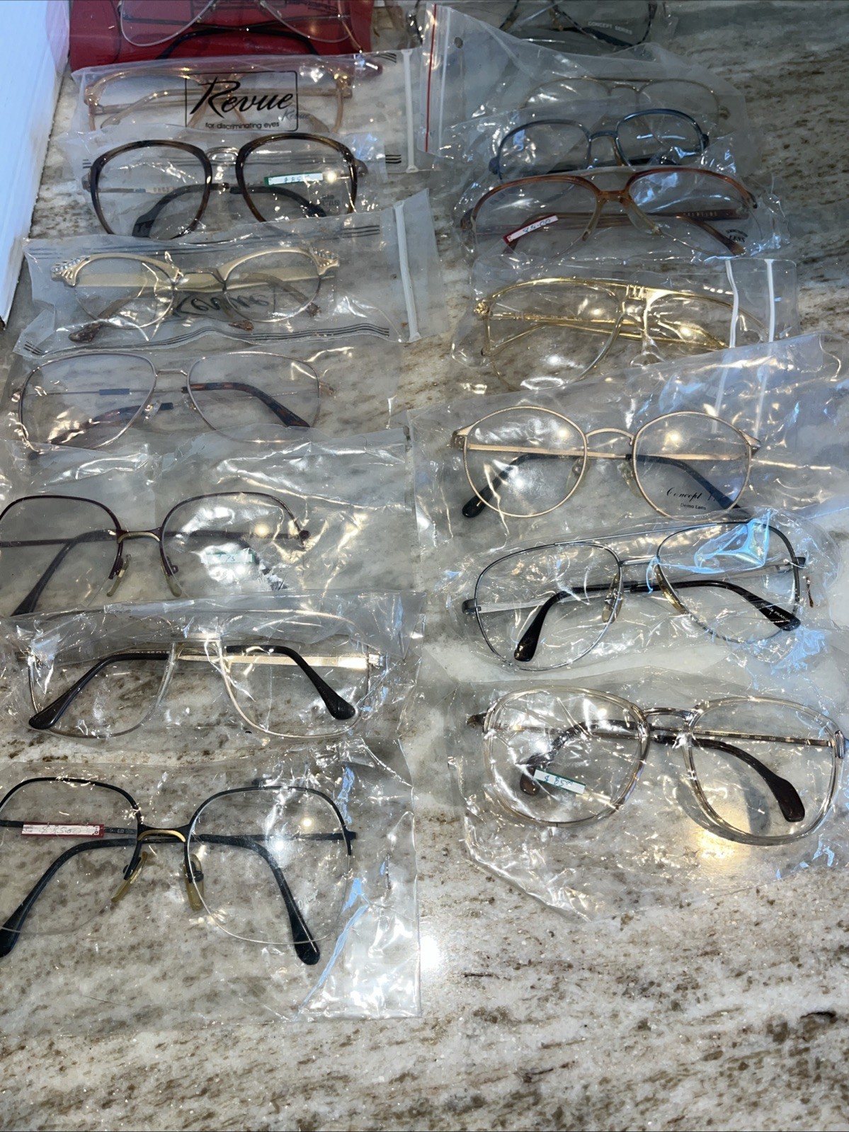 LOT OF 16 Assort VINTAGE EYEGLASSES FRAMES NOS Revue Girard France Prestige