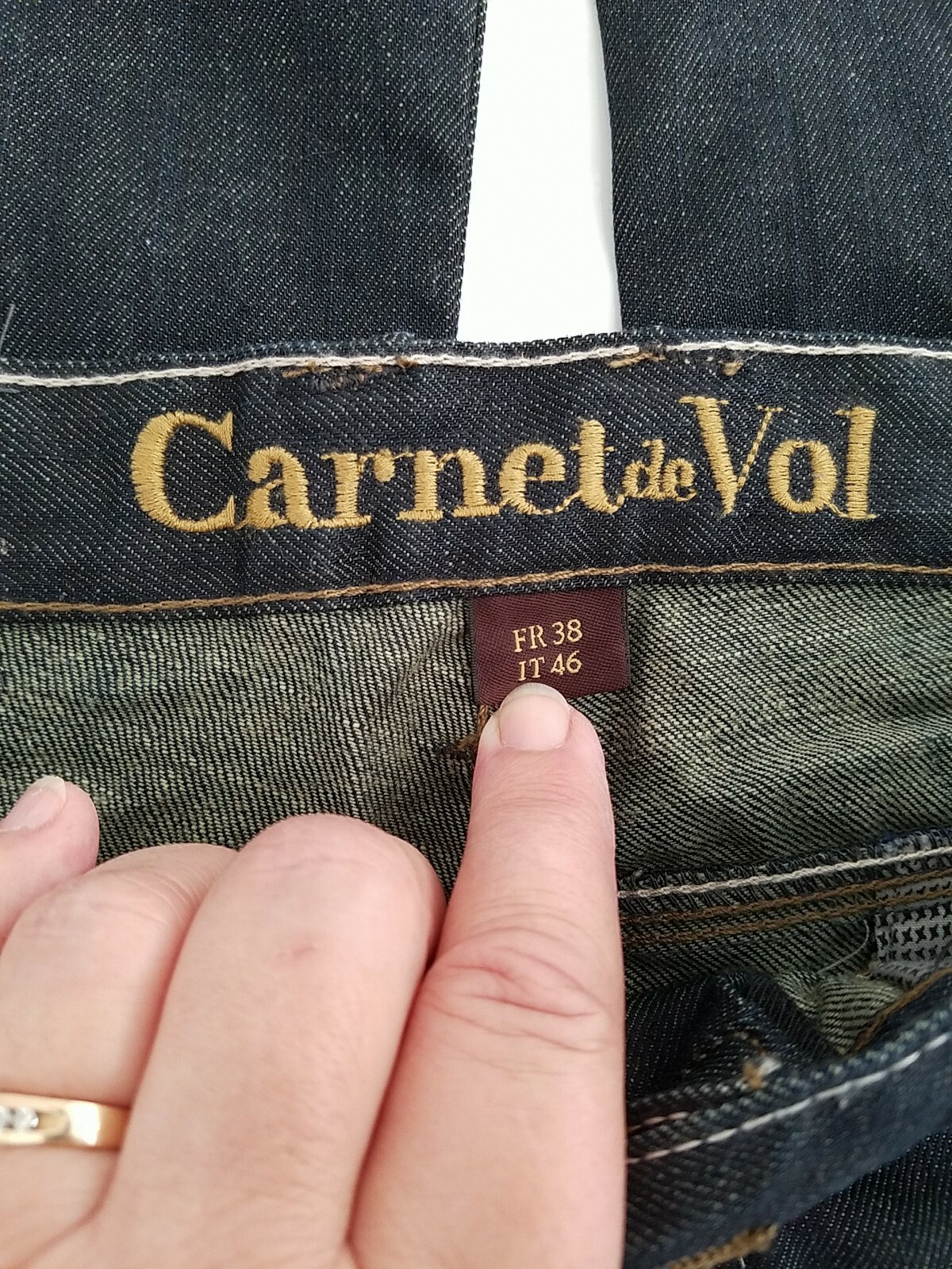 Vintage Carnet de Vol Unisex Dark Blue Jeans 31 x 27.5; FR 38; IT 46; 7 Pockets