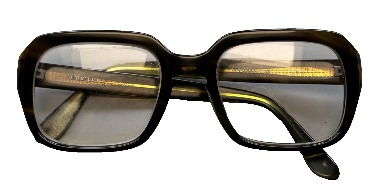 VTG Rodenstock Men Eyeglasses Senator 145 Teak Brown Gold Tortoise Square 80s