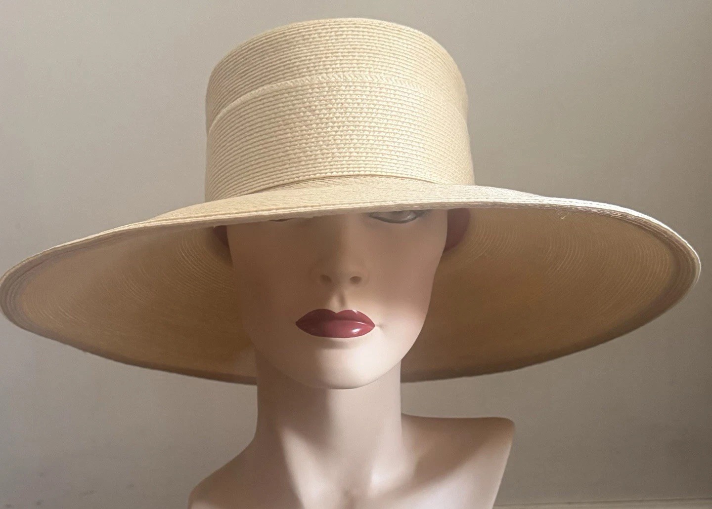 Vintage Frank Olive Straw Hat For SAKS Natural Wide Brim Fits S/M Wheat Color