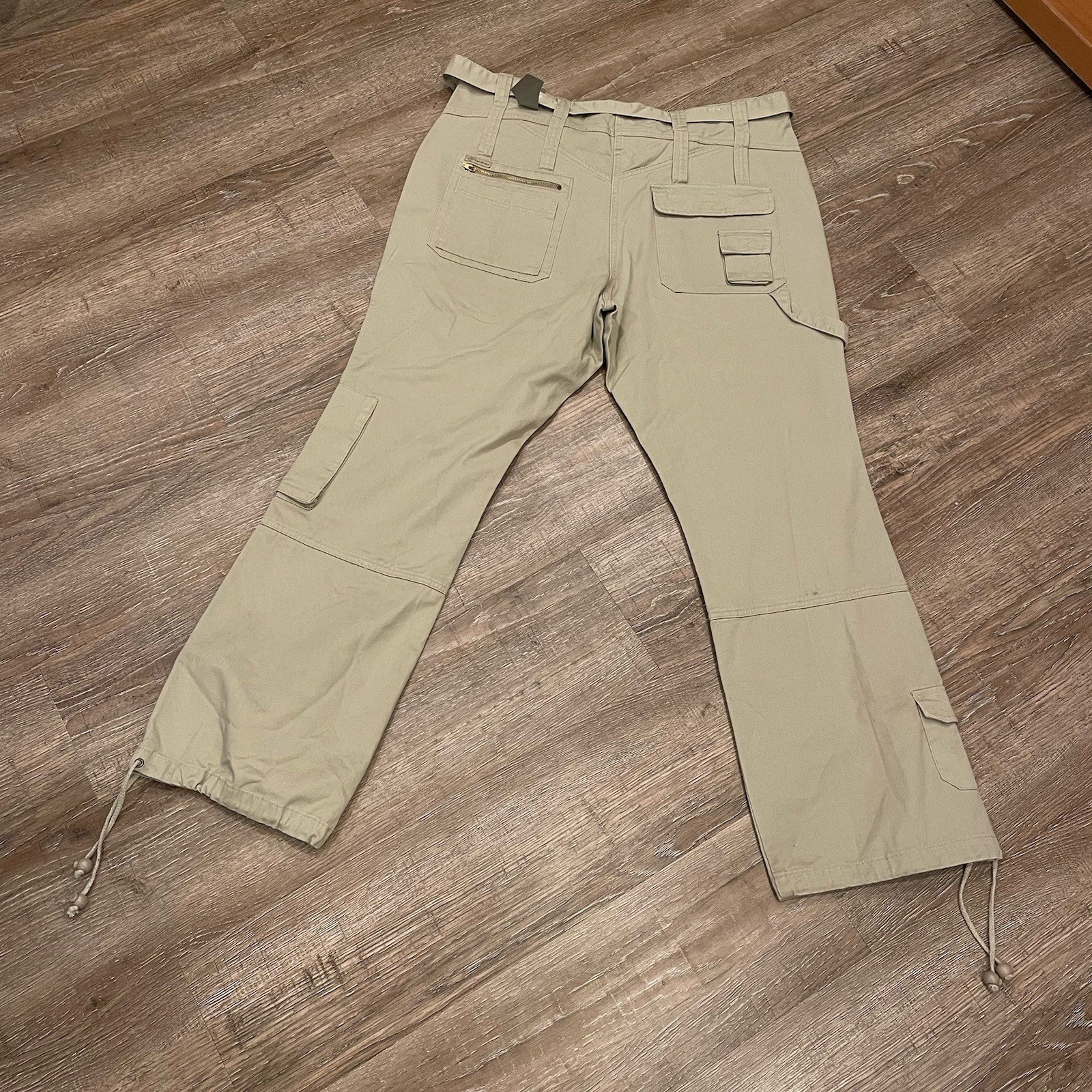 18W Crest NOS Y2K 9 Pocket Khaki Cargo Pants NWT Parachute 1X Deadstock Vintage